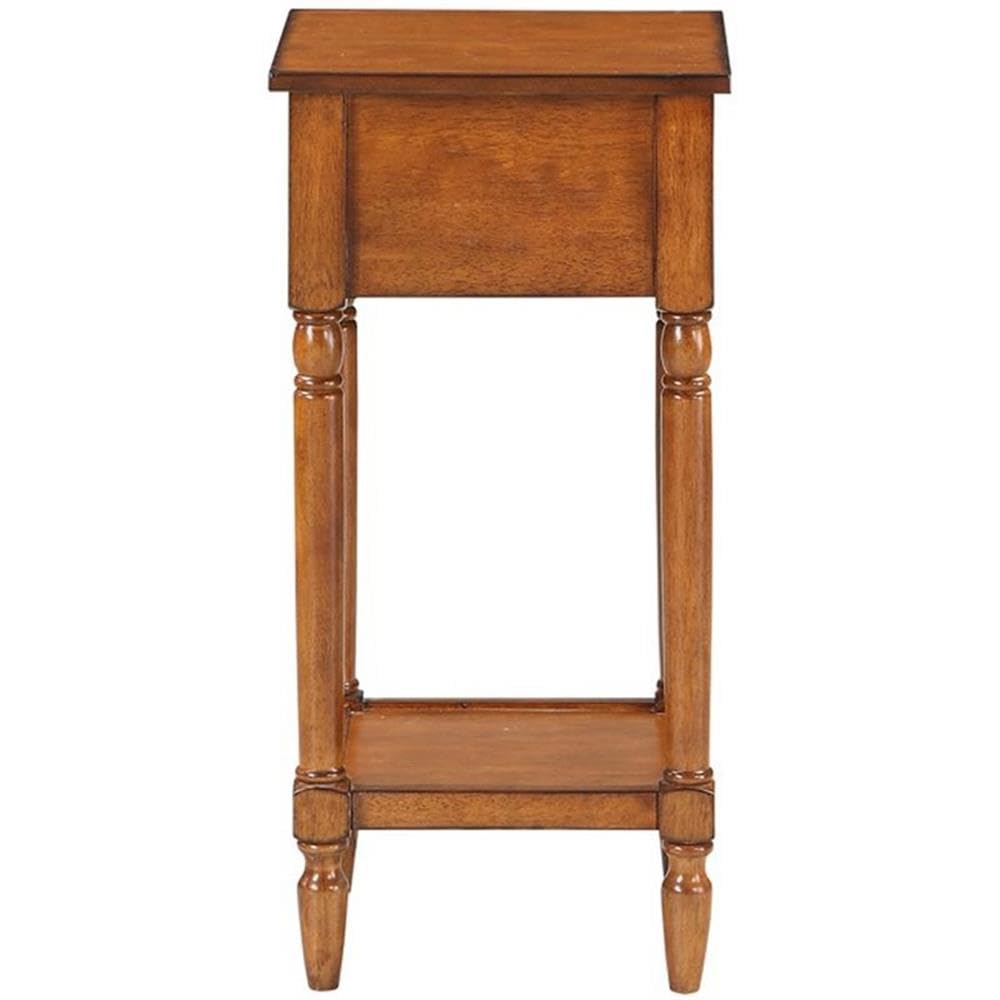 Pemberly Row Walnut Wood Accent End Table with Single Drawer - Traditional Style Nightstand for Bedroom, Living Room & Office