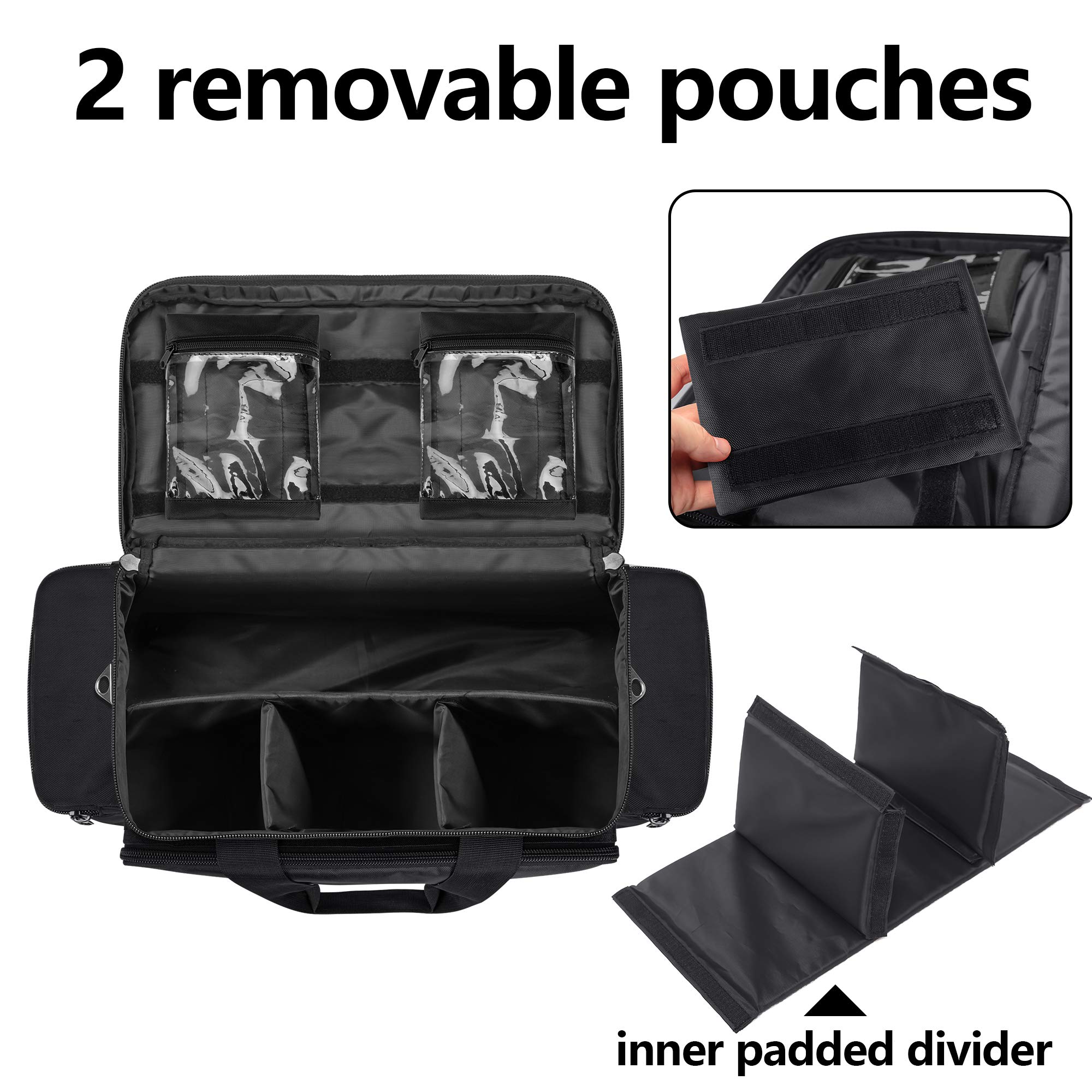 Trunab Empty First Aid Bag - Medical Duffel Trauma Kit for EMT, EMS, Paramedics - Waterproof Storage with Inner Dividers & Non-Scratch Bottom - Perfect for Emergency Response, Camping & Home Safety (Black)
