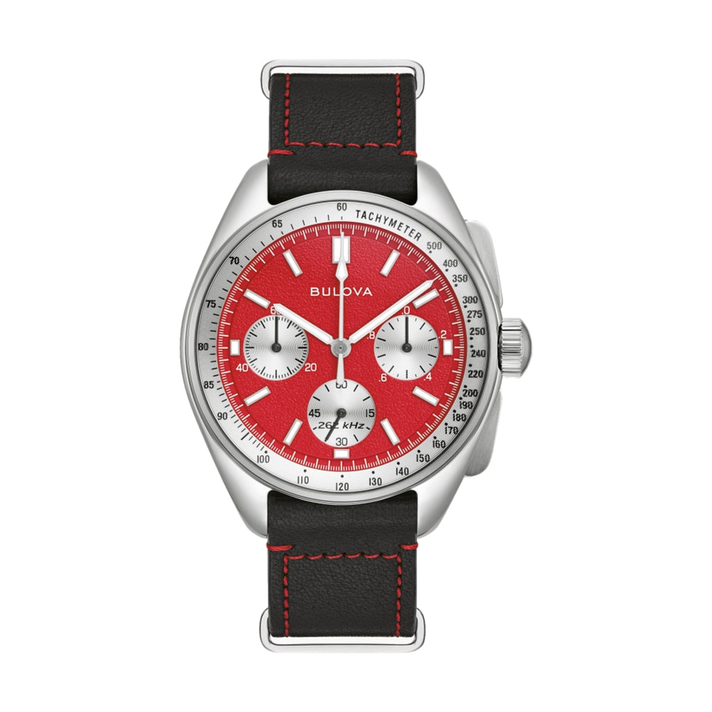 Bulova Lunar Pilot Blood Moon Chronograph Watch - 43.5mm Stainless Steel Case, Black Dial - Perfect for Space Enthusiasts & Collectors - Ideal for Aviation, Space-Themed Events & Special Occasions