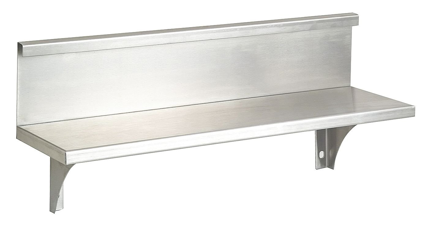 Sturdy Utility Shelf with Backsplash - 8.125x18x5 Inches - Heavy Duty Metal Storage Rack for Kitchen, Garage, or Workshop Organization