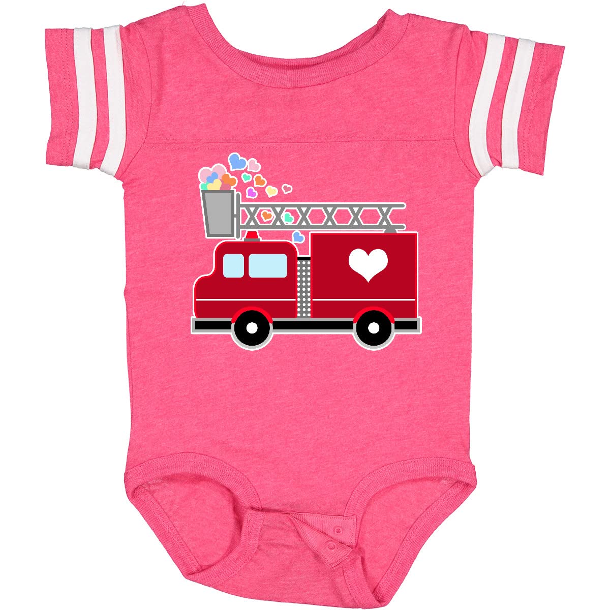 Inktastic Easter Red Firetruck with Pink Hearts Baby Bodysuit - Cute Easter Outfit for Infants & Toddlers - Perfect for Easter Photos, Family Gatherings & Holiday Celebrations