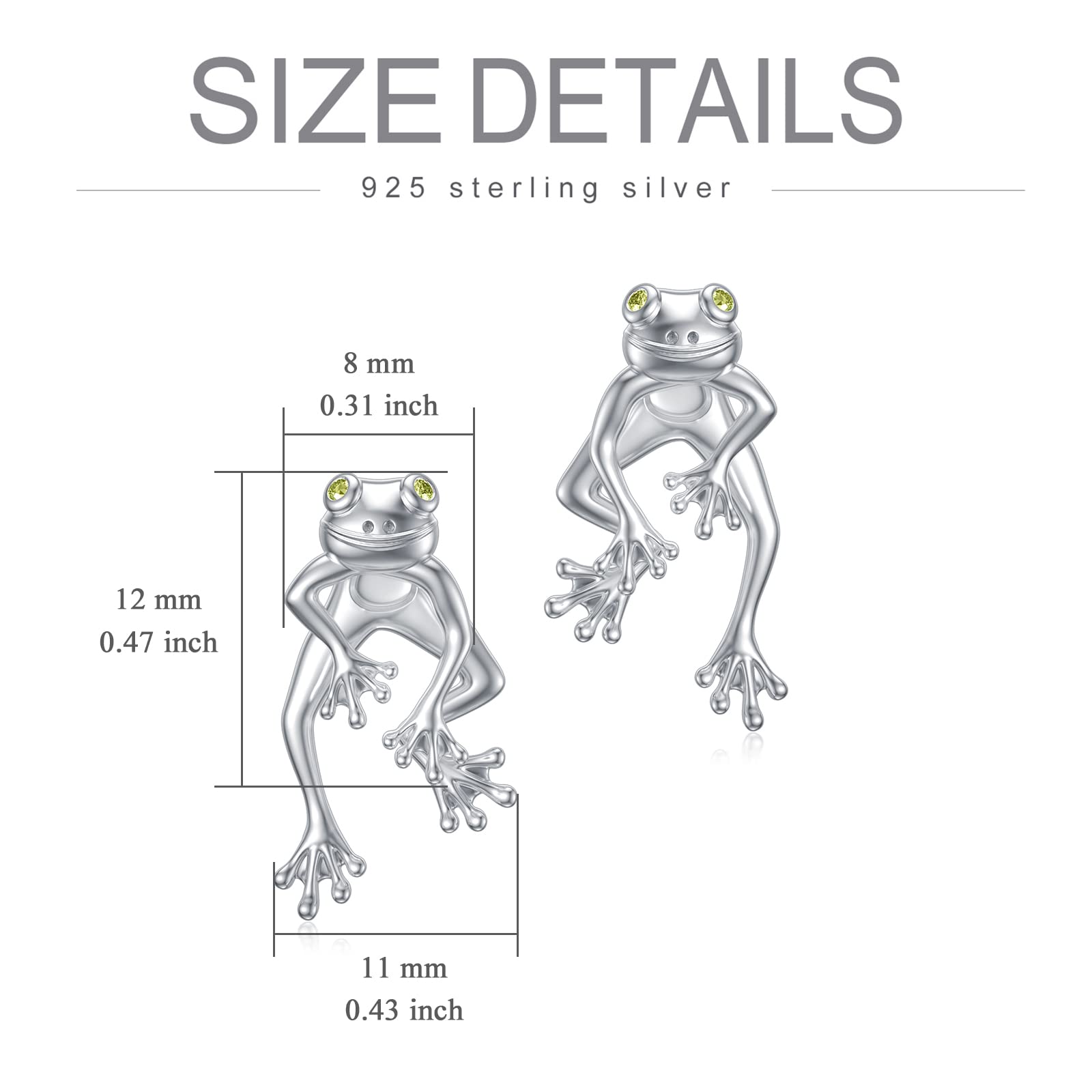 925 Sterling Silver Frog Stud Earrings - Cute & Funny Animal Jewelry for Women | Perfect for Casual Wear, Gifts & Nature Lovers