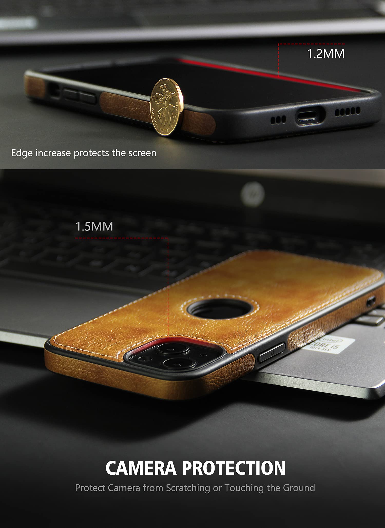 Premium Luxury Leather Phone Case for iPhone 13 Pro Max - Ultra Slim Full Body Protection with Non-Slip Grip (6.7 Inch, Brown) | Perfect for Business Professionals & Everyday Elegance
