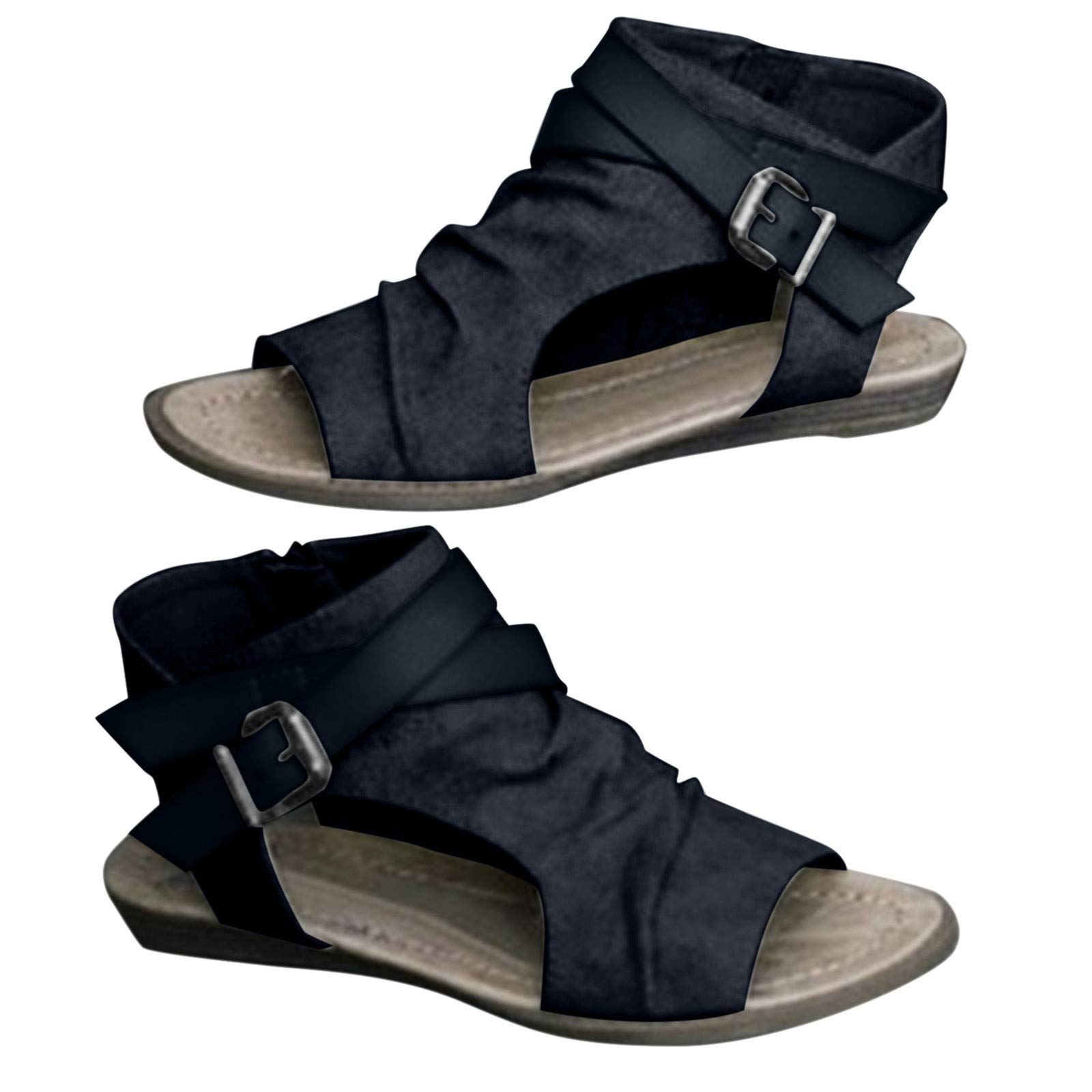 Women's Comfortable Fuzzy Slipper Sandals with Espadrille Platform & Block Heel - Wide Width Minimalist Closed-Toe Sandals for Casual Wear, Beach, and Summer Outfits