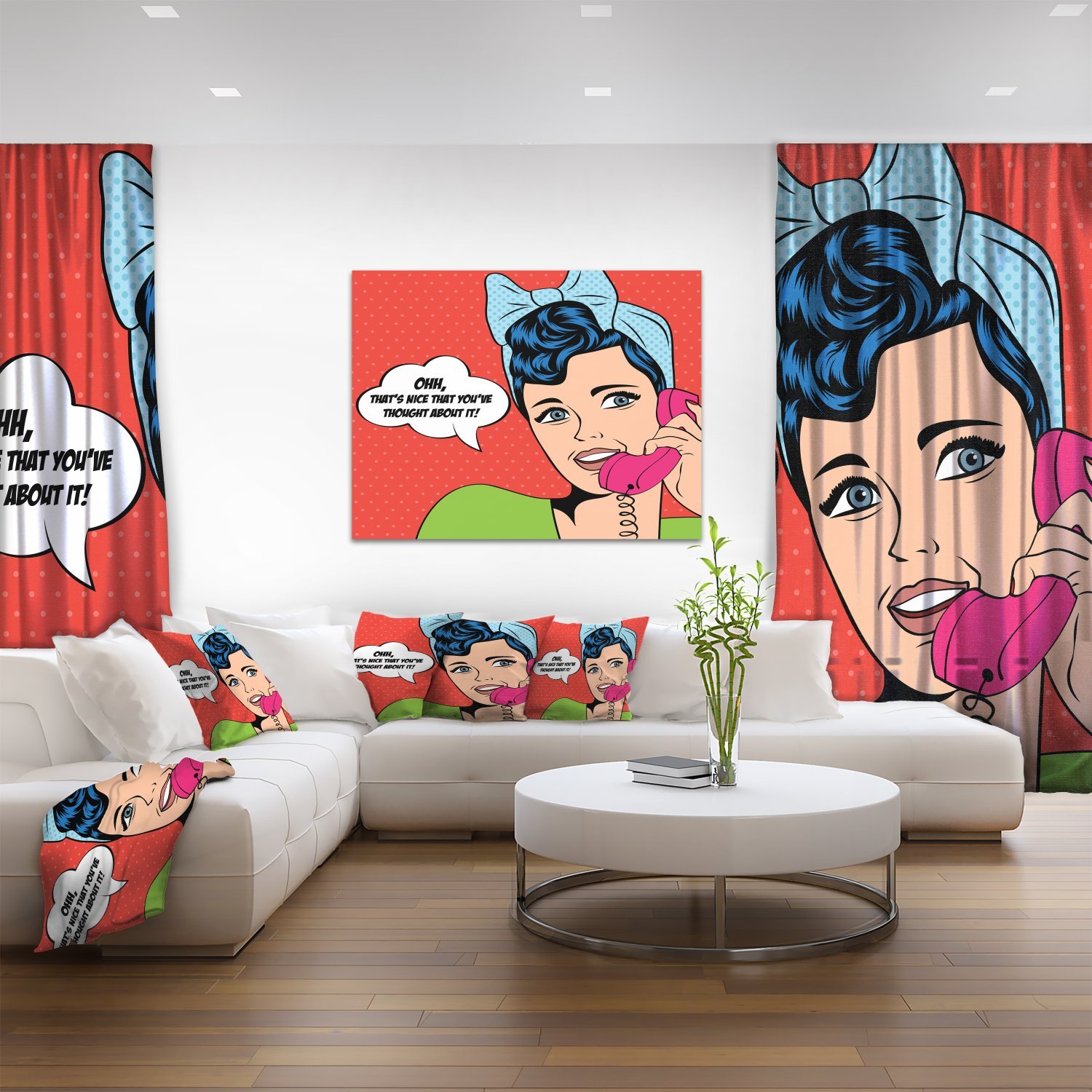 Abstract Portrait Canvas Print of Woman Talking on Phone - Modern Home & Office Wall Art Decor for Living Room, Bedroom or Workspace