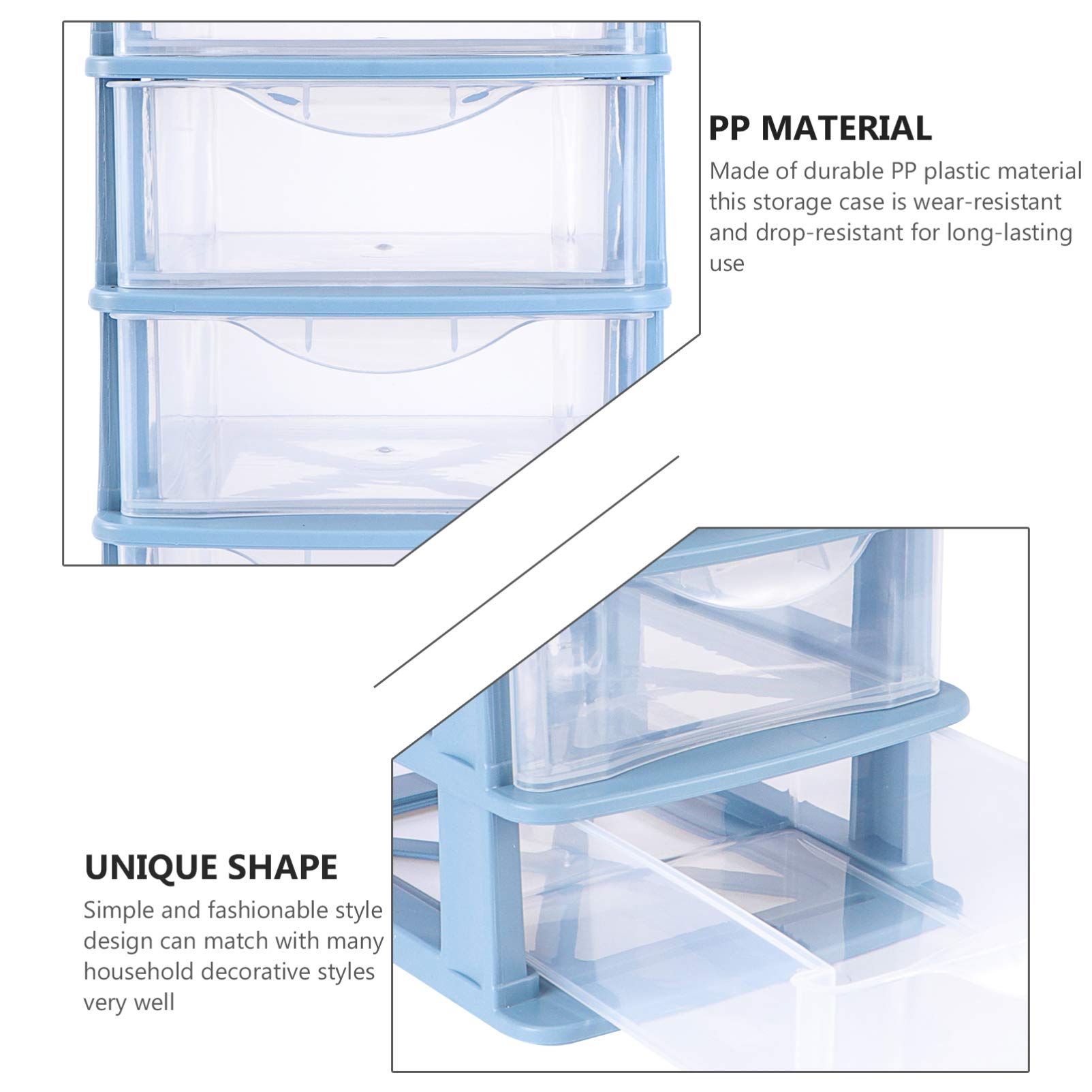 DOITOOL 4-Drawer Plastic Storage Organizer Cube - Desktop Organizer for Office Supplies & Makeup Accessories - Blue - Perfect for Home Office, Bedroom, Bathroom & Dorm Room Organization