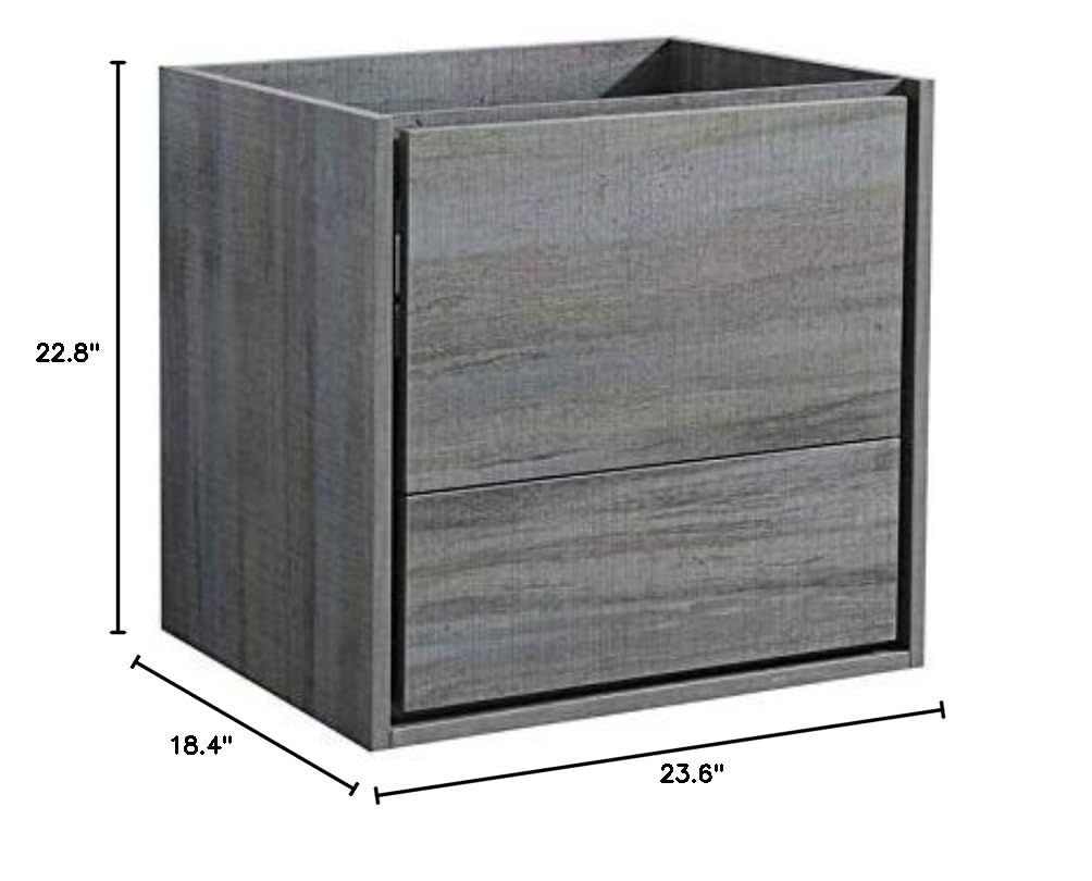 Fresca Catania 24 Inch Modern Wall Mounted Bathroom Vanity in Ocean Gray - Sleek Storage Cabinet for Small Bathrooms (Sink Not Included) | Perfect for Powder Rooms, Guest Baths & Contemporary Home Decor