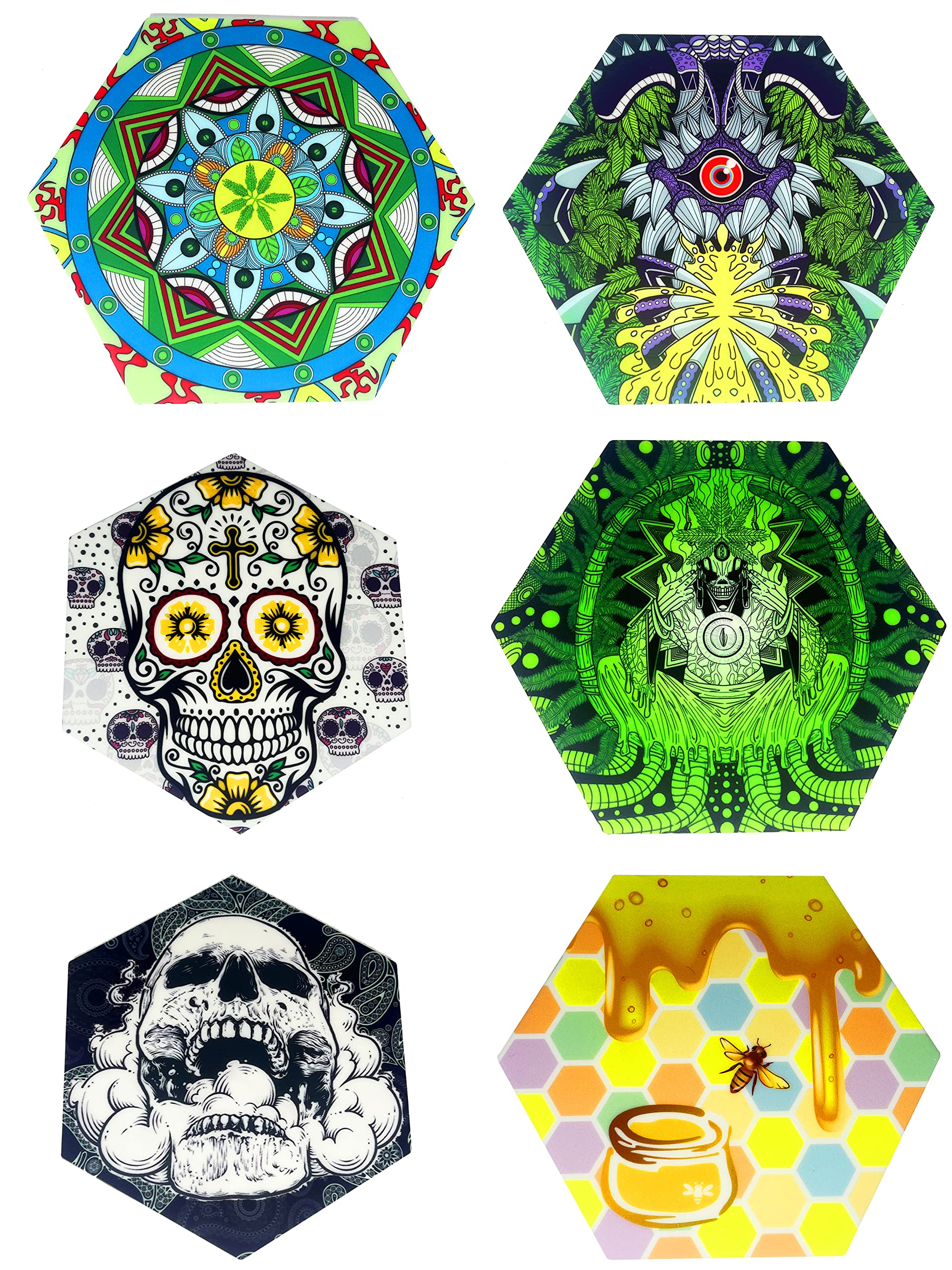 Trippy Mats - Silicone Heat Resistant Cooking Mat, Non-Stick Wax Mat with Cool Hexagon Designs (Sugar Skull Pattern) - Perfect for Baking, Candy Making, and Crafting Projects