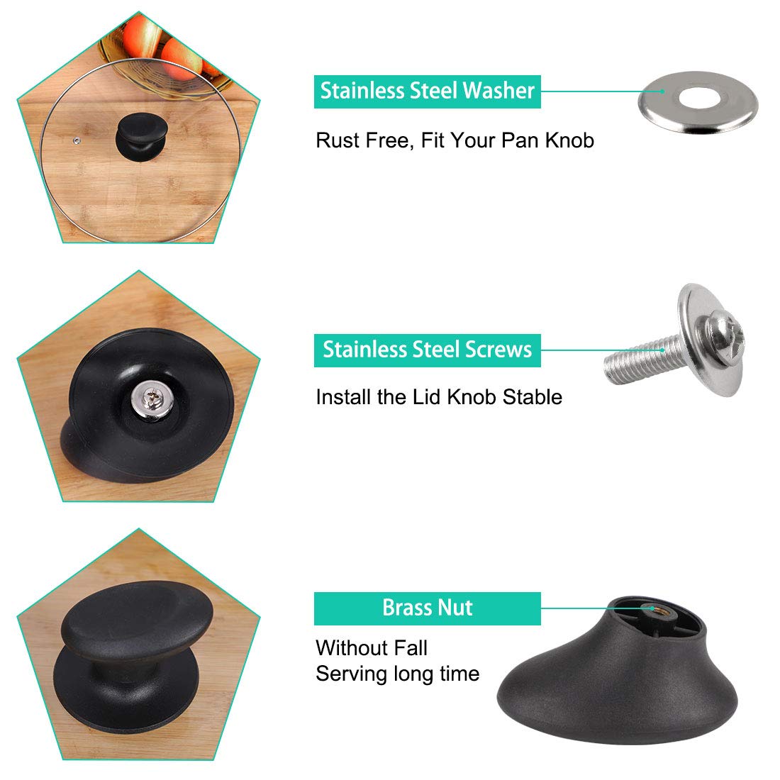 Heat-Resistant Plastic Lid Knobs - Black Replacement Handles for Cookware & Kitchenware - Easy Grip for Pots, Pans, and Storage Containers - Ideal for Home Kitchen Use