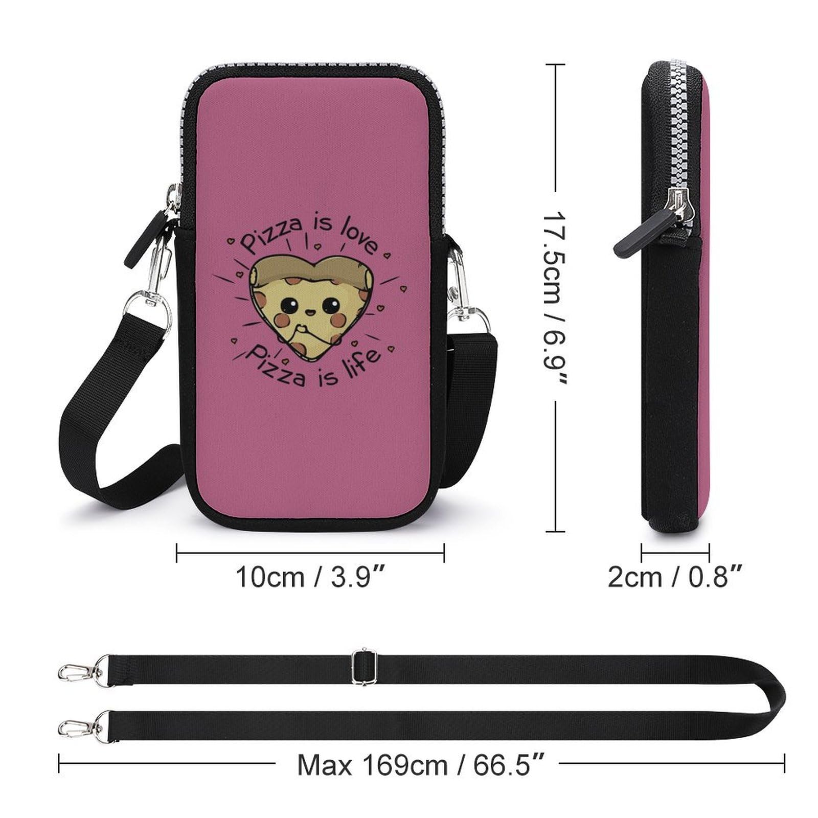**Waterproof Crossbody Phone Bag for iPhone & Android - Mini Smartphone Wallet Purse for Women & Men - Perfect for Pizza Lovers, Outdoor Activities & Daily Use**