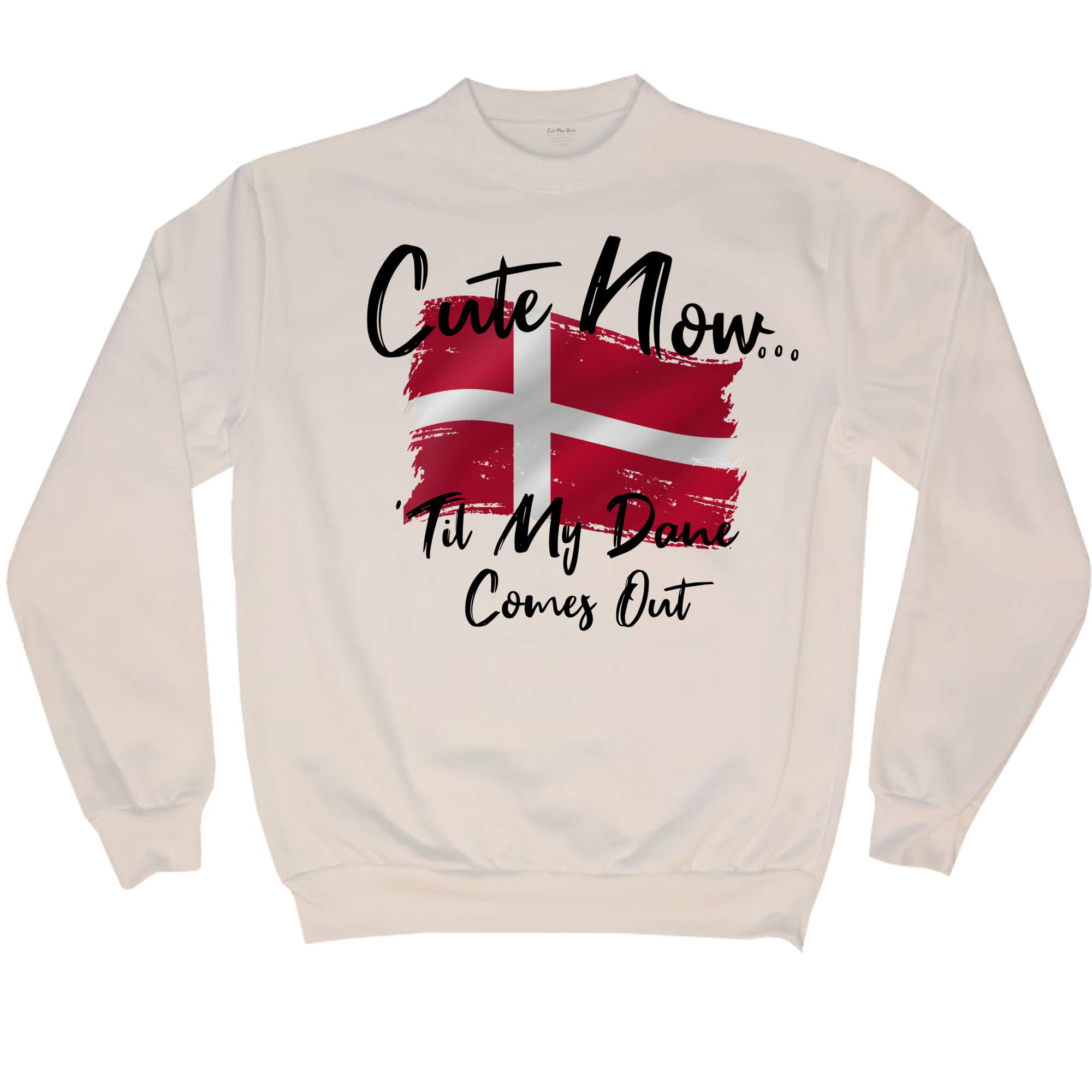 Women's Denmark Flag Sweatshirt - 'Til My Dane Comes Out' Long Sleeve Crewneck T-Shirt (S-2XL) | Comfortable Casual Wear for Danish Pride & Heritage Celebration