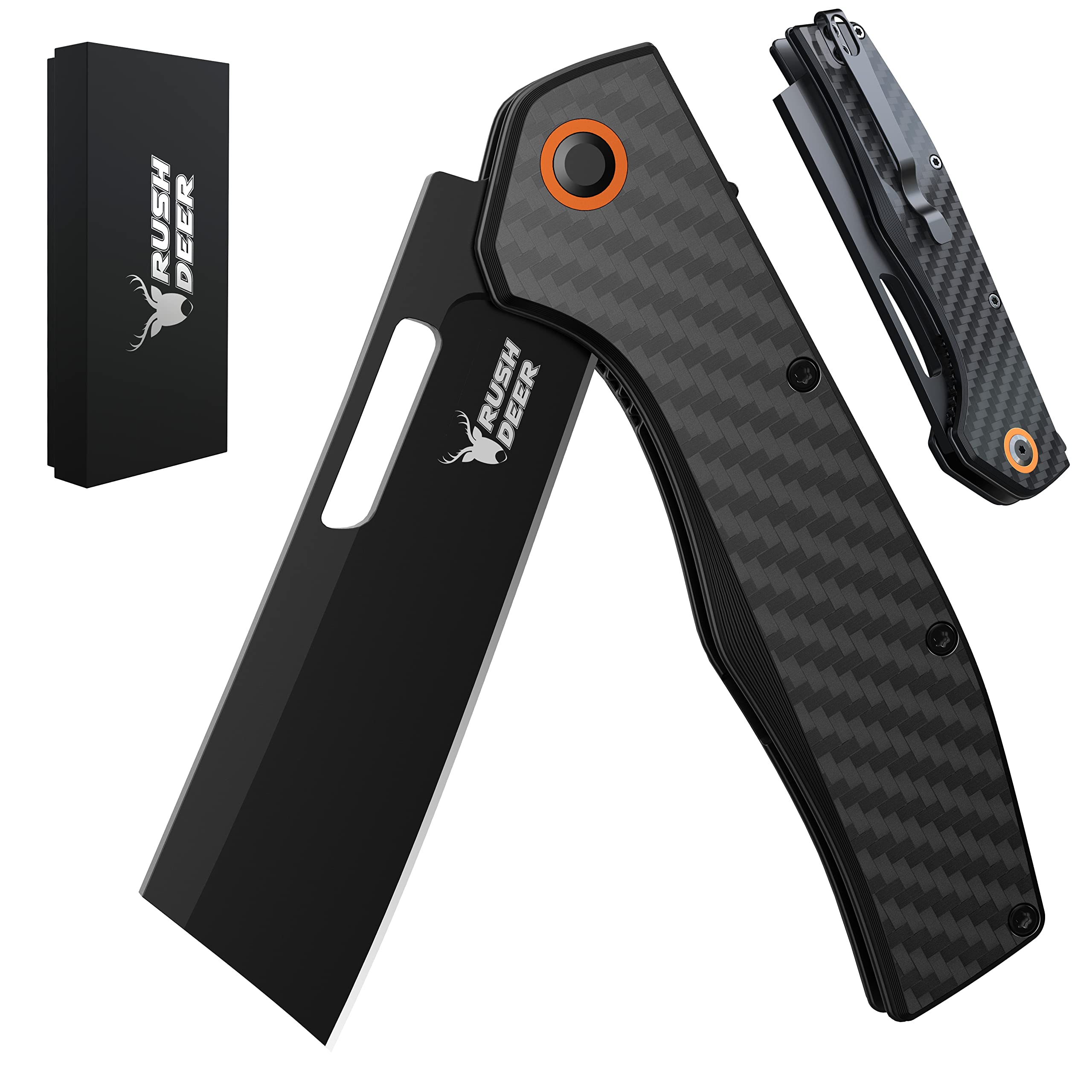 Premium D2 Steel Folding Pocket Knife with Carbon Fiber Handle - EDC Utility Knife for Hiking, Camping, Fishing & Outdoor Work - Perfect Gift for Men, Women, Dad, Husband & Boyfriend - Compact Tactical Knife for Everyday Carry, Survival & Adventure Activities
