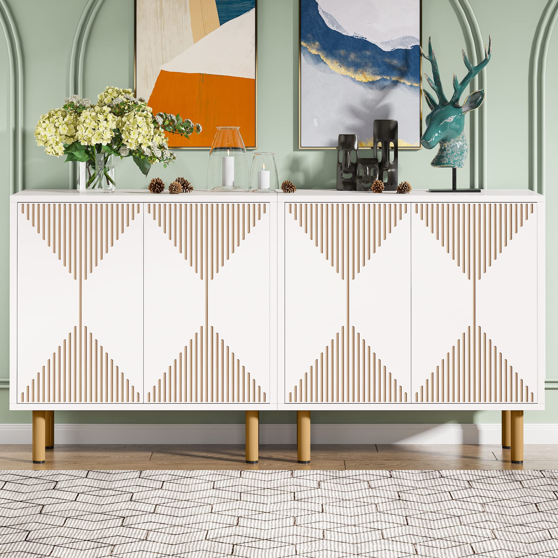 Tribesigns Modern White Storage Cabinet Set - 59