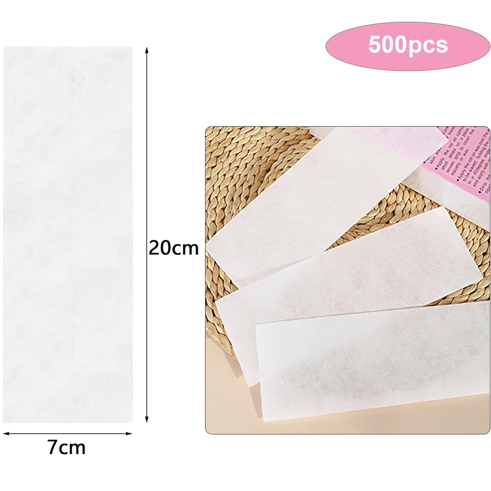 500 Pcs Wax Strips for Hair Removal - Non-Woven Viscose Paper Strips for Warm Wax & Sugar Wax - Bikini, Legs, Chest, Back, Face & Intimate Areas - Perfect for Home Waxing & Salon Use