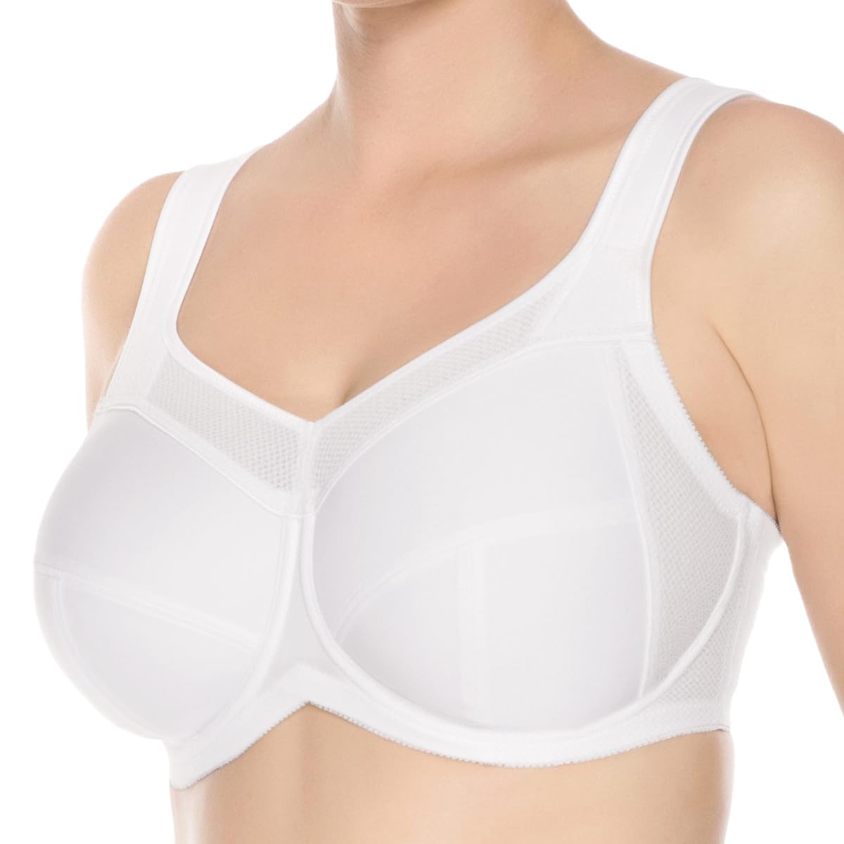 Ulla Kate Women's Underwired Plus Size Sports Bra - Supportive Workout Bra for Large Bust (52DD) in White | Perfect for Yoga, Running & High-Impact Exercises