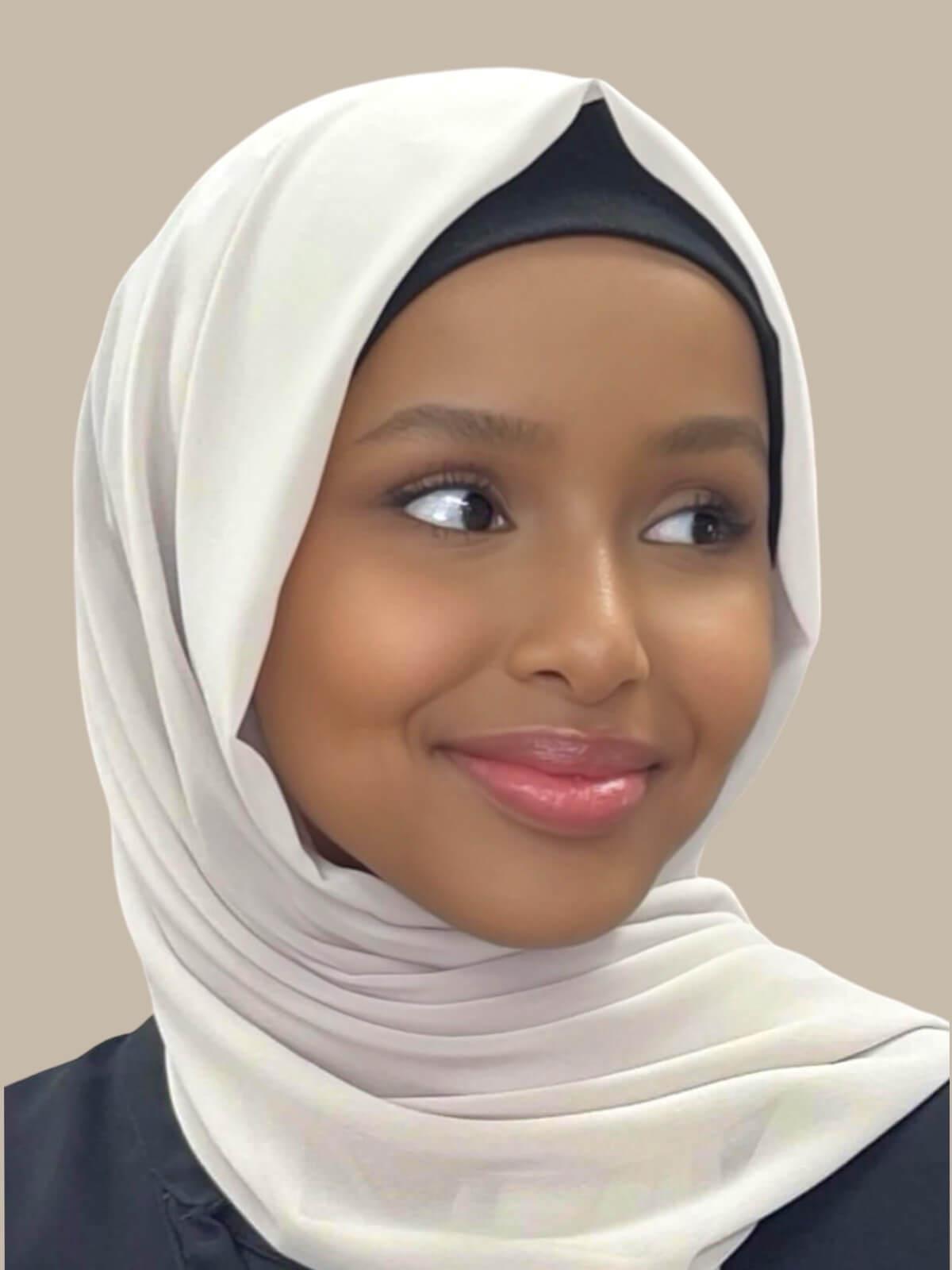 Luxury Ivory Chiffon Hijab Scarf - Soft & Lightweight Muslim Headscarf for Women - Perfect for Daily Wear, Prayer, and Special Occasions
