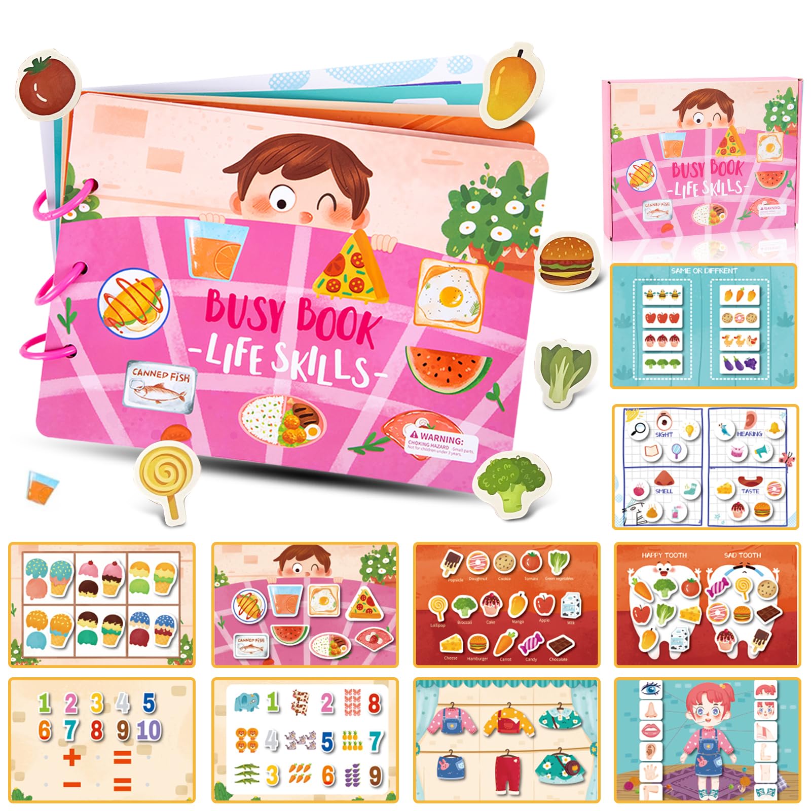 Montessori Quiet Book for Toddlers - Educational Busy Book with Sensory Activities, Early Learning Toys for Boys & Girls - Perfect Gift for Travel, Home & Classroom (Life Theme)