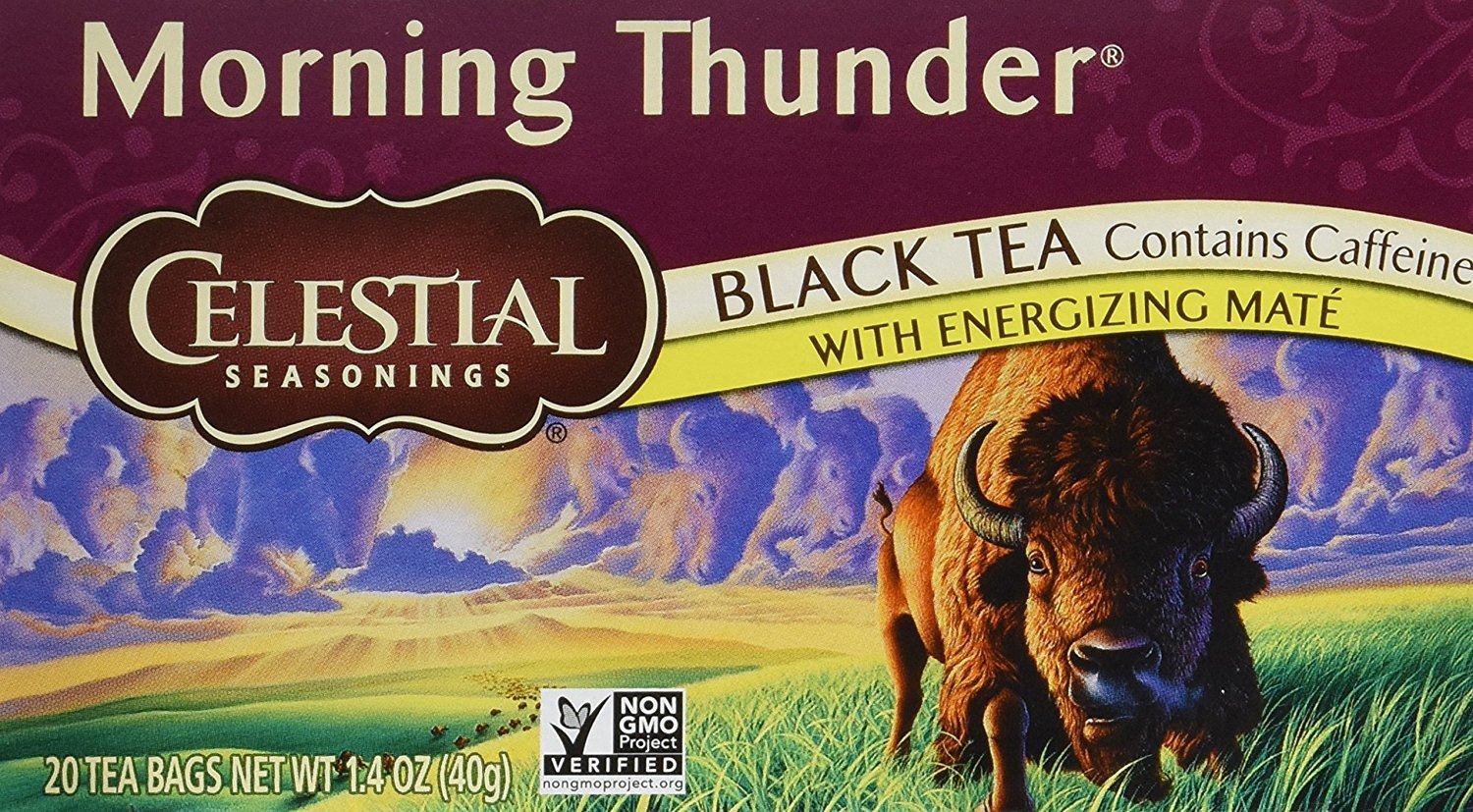 Celestial Seasonings Morning Thunder Tea Bags - Energizing Black Tea with Mate & Spices - Perfect for Morning Boost & Focus at Work