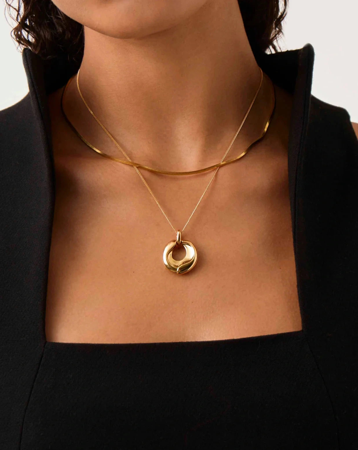 Elegant Sculptural Ridge Molten Pendant Necklace - 18k Gold Plated Jewelry for Women | Perfect for Evening Parties, Date Nights & Special Occasions