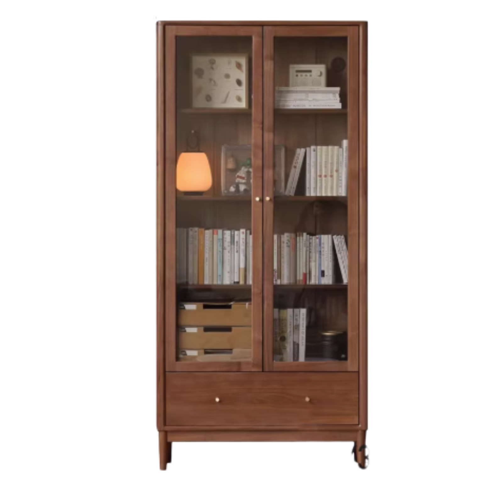35.4x12.6x74.8 inch/ 90x32x190сm/ Walnut color / Oak  bookcase with door Upgraded bulkhead