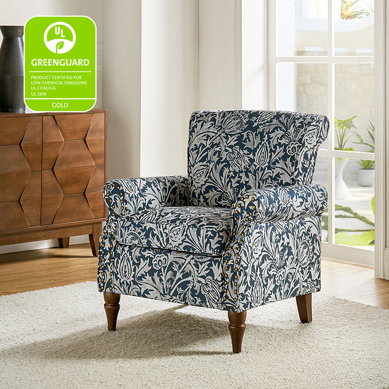 Artemisa Modern Floral Pattern Upholstered Armchair - Comfortable Living Room Accent Chair for Home Office & Lounge Decor