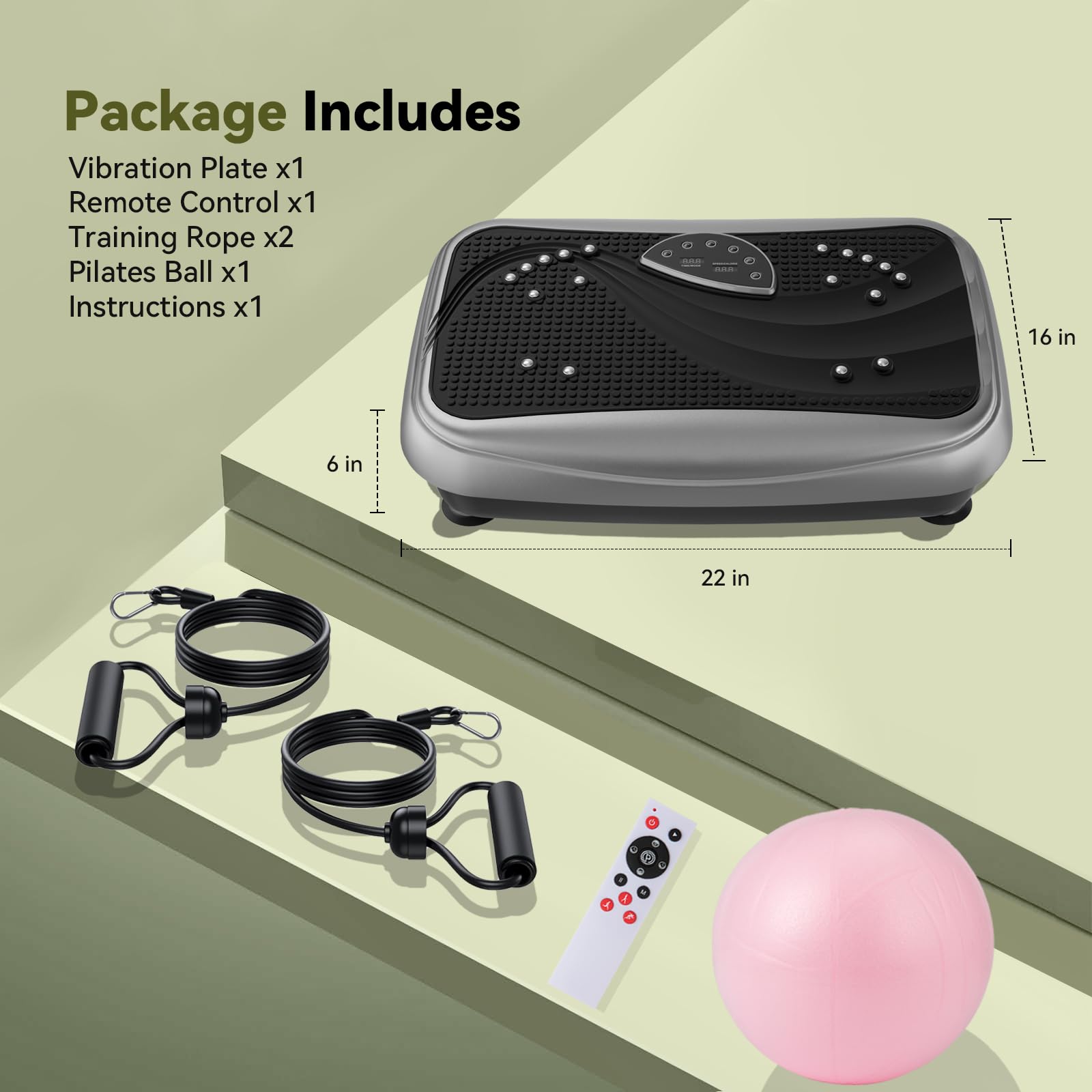 UCIN Vibration Plate Exercise Machine for Weight Loss & Toning - 330 Lbs Capacity Whole Body Workout Platform with Resistance Bands & Pilates Ball - Home Gym & Office Fitness Equipment for Lymphatic Drainage & Muscle Recovery