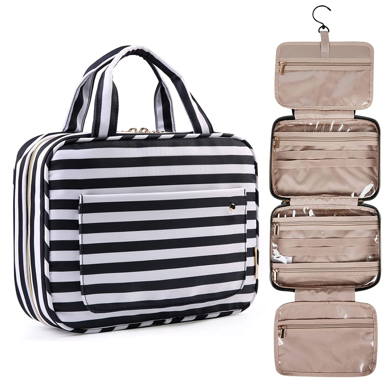 BAGSMART Hanging Toiletry Bag - Waterproof Travel Cosmetic Organizer for Makeup, Shampoo & Toiletries - Perfect for Airplane, Gym & Vacation Essentials (Large Capacity)