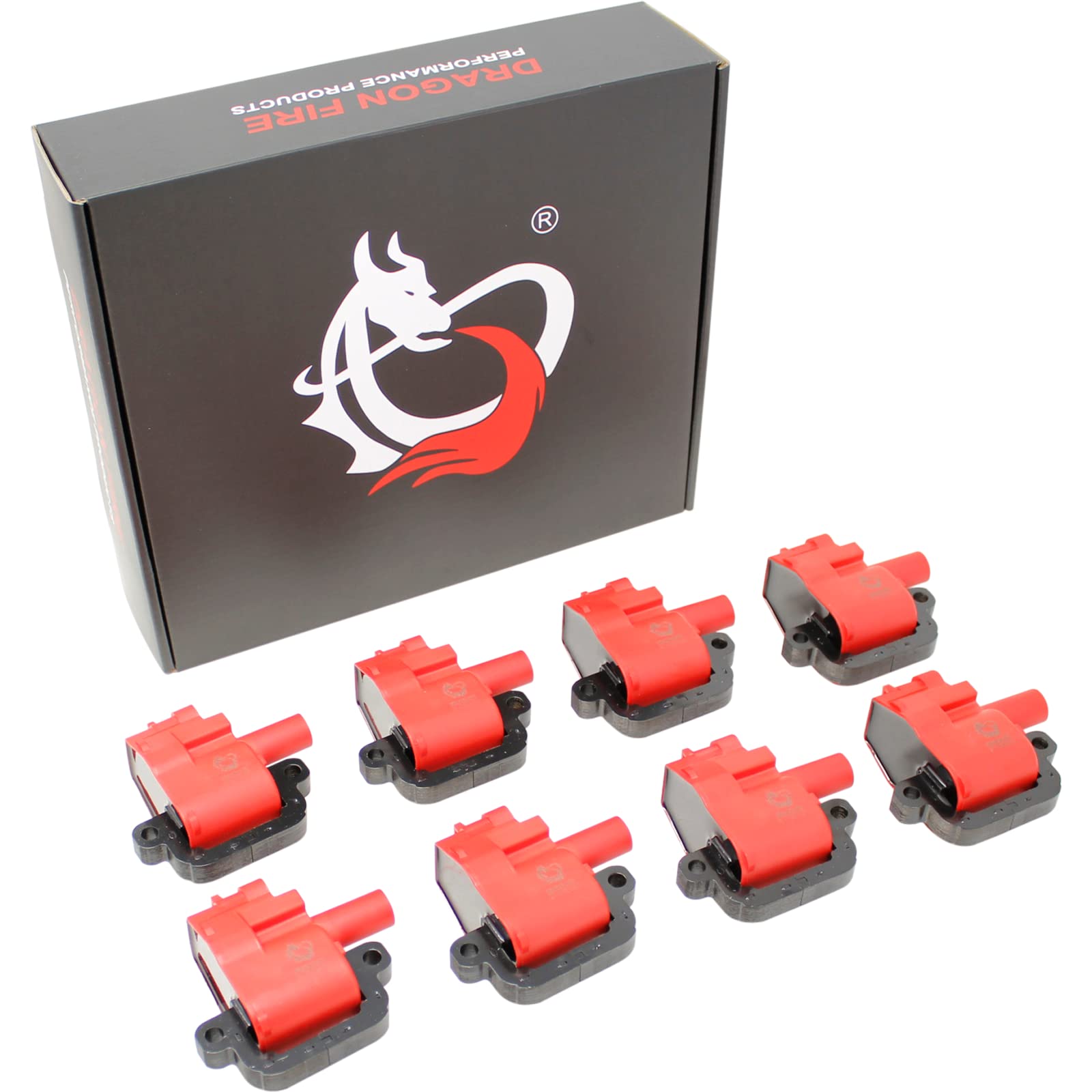 DRAGON FIRE PERFORMANCE 8pc Ignition Coil Pack Set - Compatible with Chevy CTS, Avalanche, Camaro, Corvette, Silverado, Yukon, Firebird V8 5.7L 8.1L (1997-2005) - Replaces 82628, 12558948, UF192, D580 - OEM Fit C192-DFx8 - Perfect for Engine Tune-Ups & Performance Upgrades