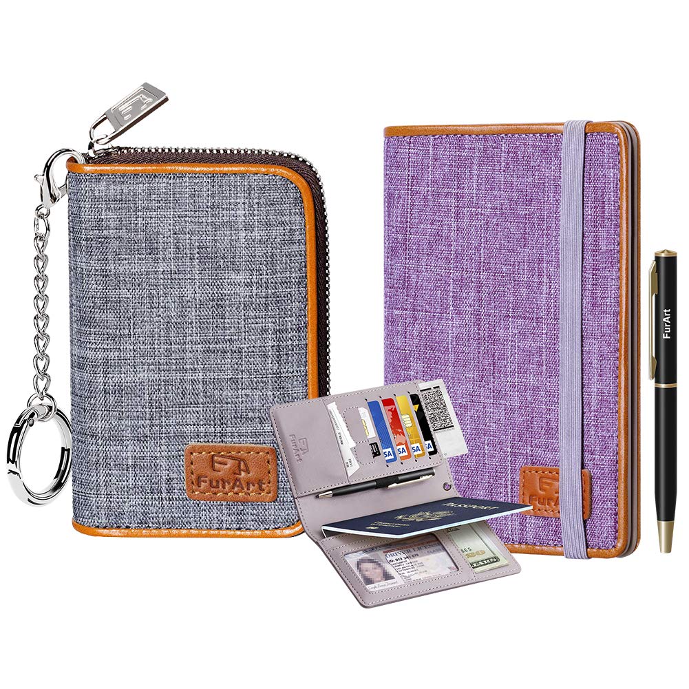 FurArt RFID Blocking Credit Card Wallet with Zipper & Keychain - Compact Card Holder for Men & Women - Perfect for Travel, Shopping & Everyday Use
