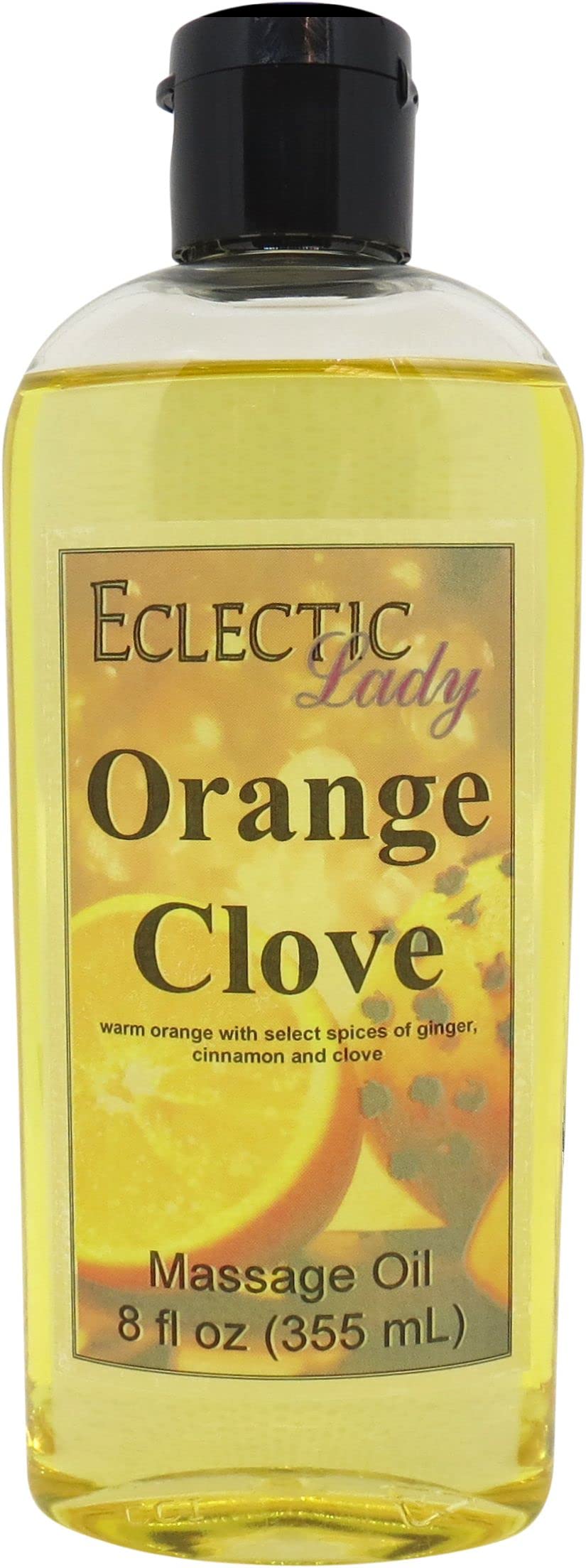 Orange Clove Massage Oil with Sweet Almond & Jojoba Oil - 8 oz Preservative-Free Aromatherapy Oil for Relaxation, Stress Relief & Muscle Pain - Perfect for Spa, Couples Massage & Home Wellness