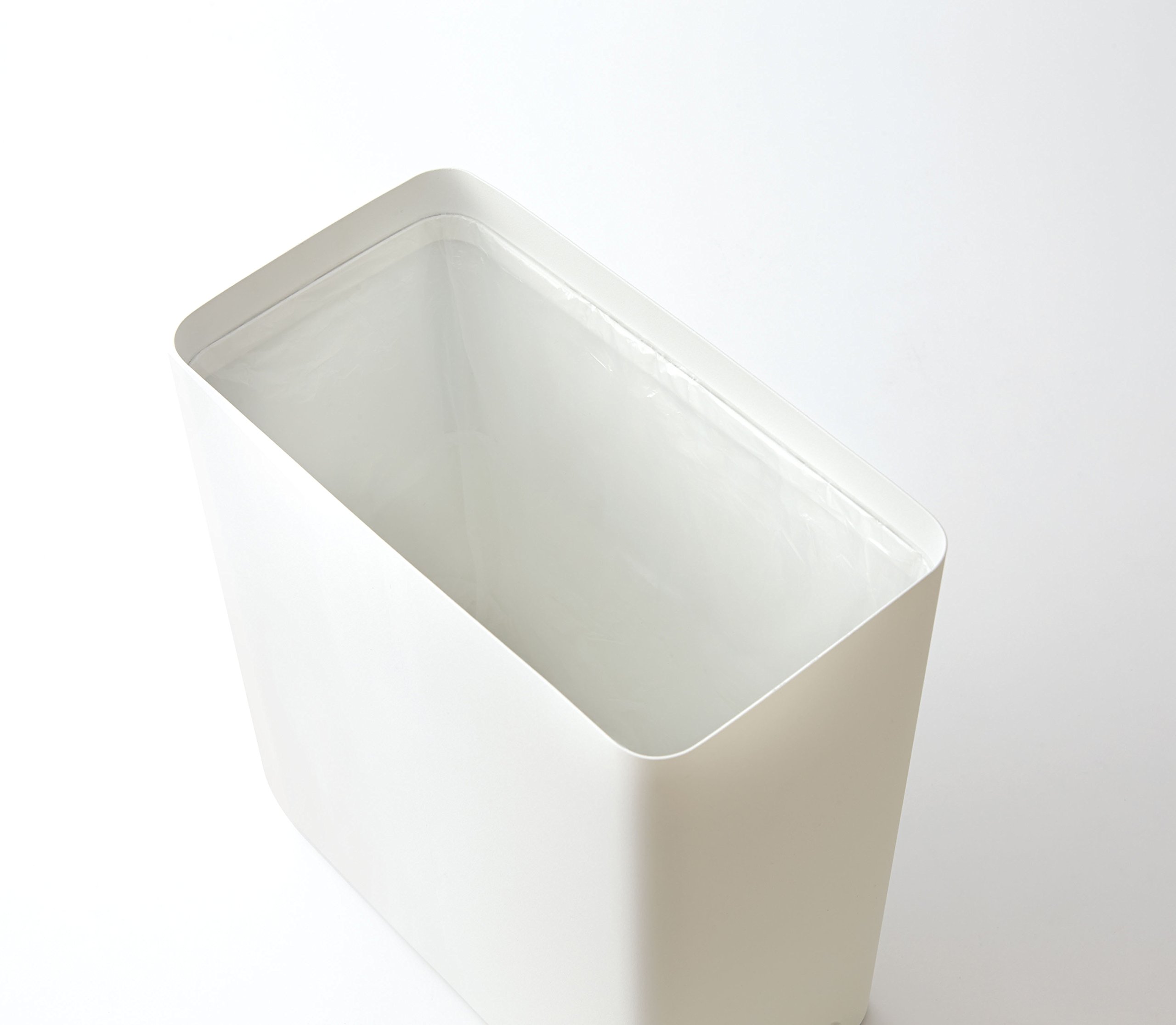 Yamazaki Home 2915 White Tower Square Trash Can - Slim Space-Saving Kitchen & Office Waste Bin for Small Spaces