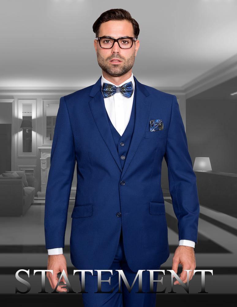 Men's 3-Piece Tailored Fit Wool Suit in Sapphire Blue | Premium Business Formal Attire for Weddings, Interviews & Office Wear | Slim Fit Suit Jacket with Vest & Pants