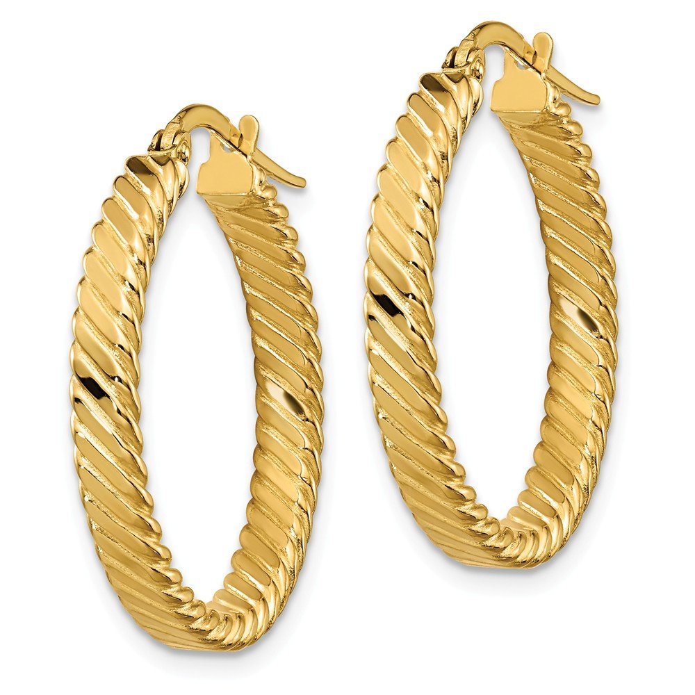 14K Yellow Gold Patterned Hoop Earrings for Women - Elegant Dainty Hinged Huggie Hoops - Perfect for Everyday Wear, Parties & Gifts