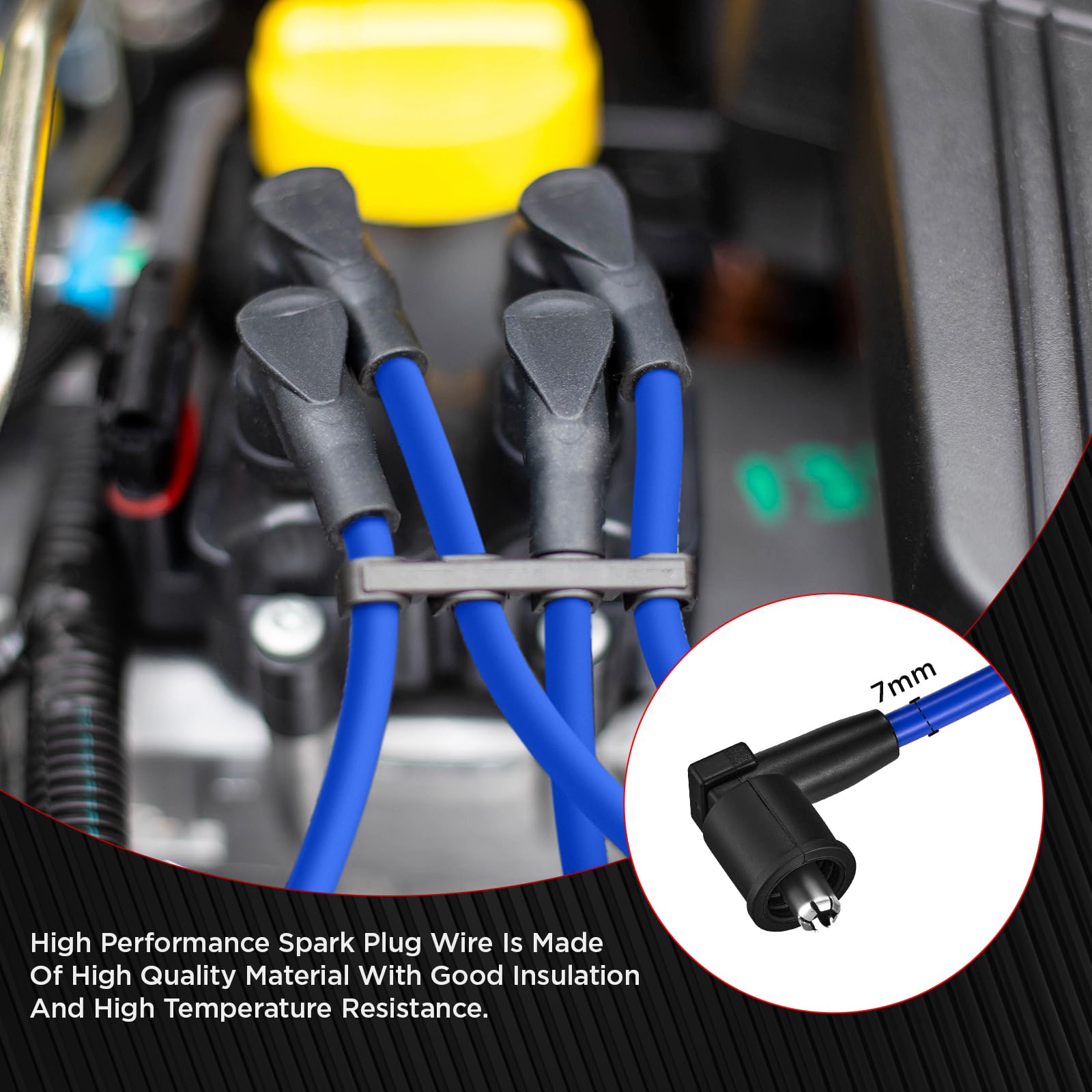 High Performance Spark Plug Wires Set BDFHYK 5464 & 7962, 27501-22B00 - Compatible with Hyundai Kia Vehicles - Ideal for Engine Tune-Ups and Performance Upgrades