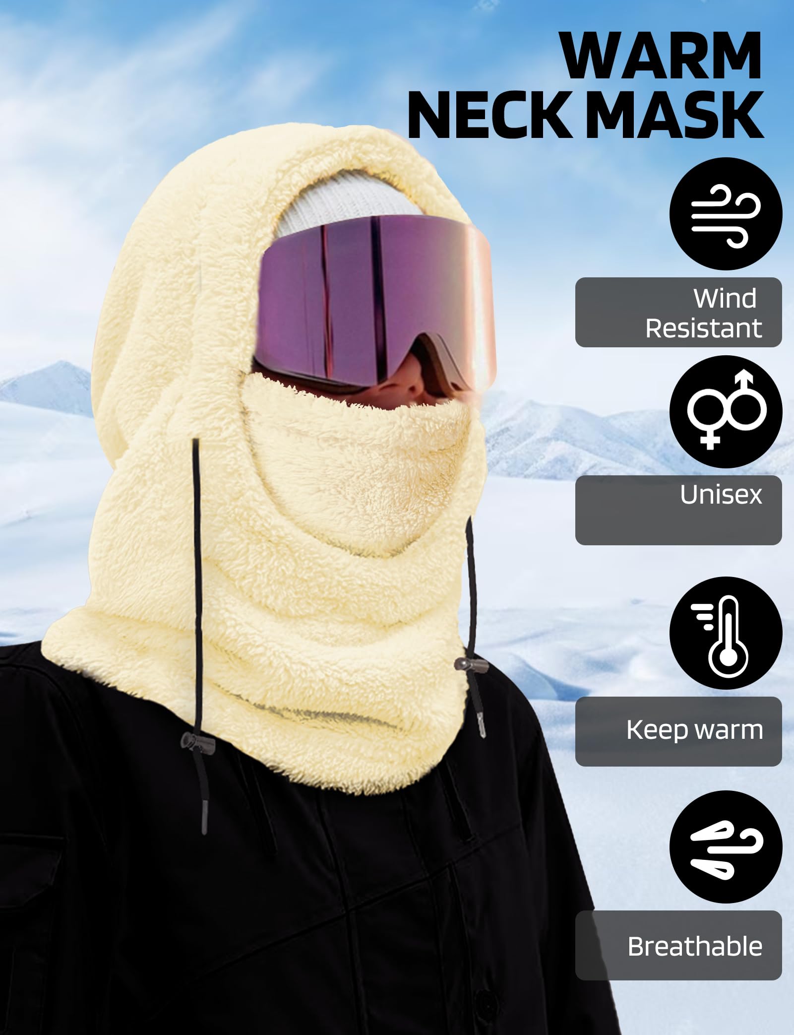 Balaclava Face Mask for Men & Women - Windproof Fleece Ski Mask, Winter Hat & Neck Warmer - Perfect for Skiing, Snowboarding, Motorcycling & Outdoor Activities