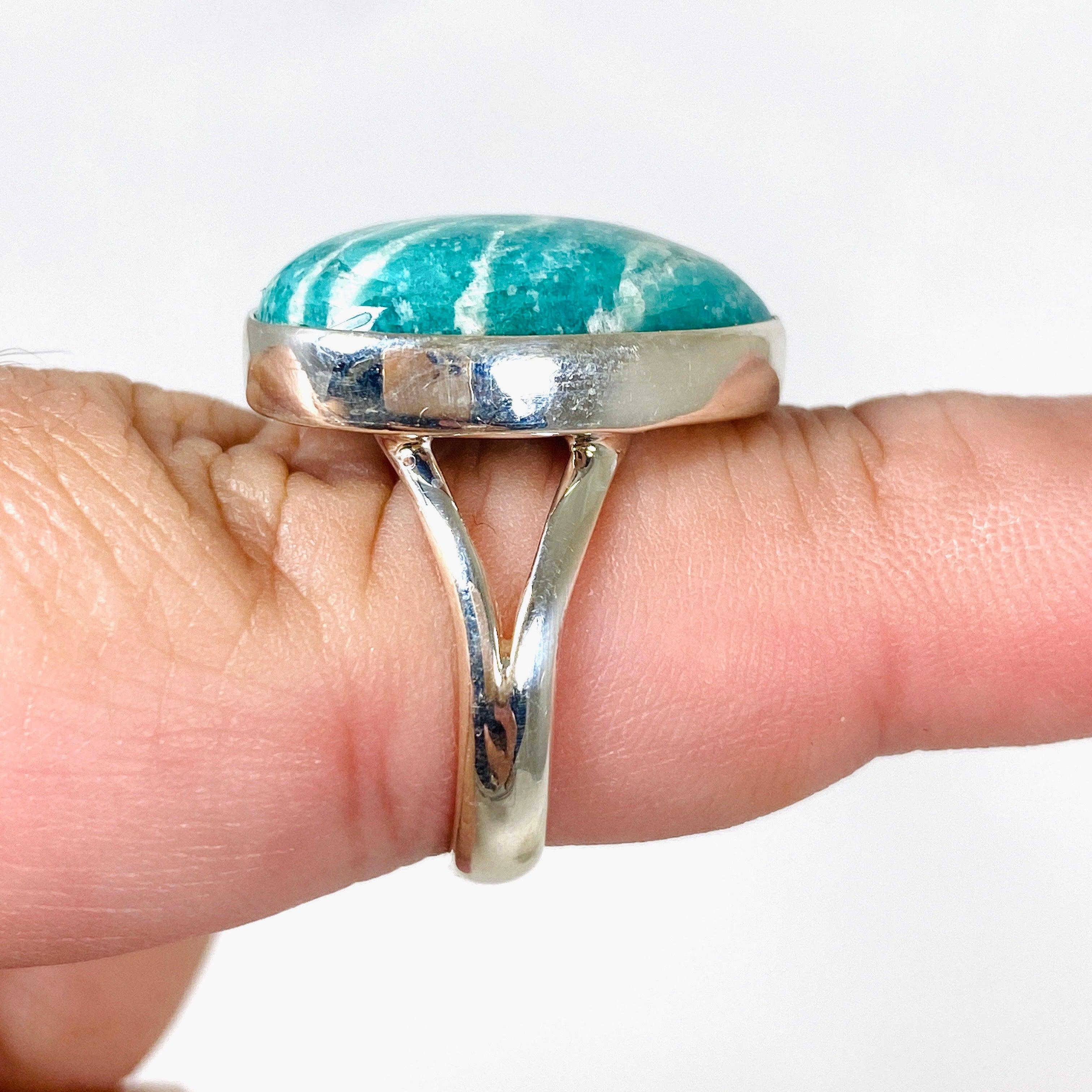 Amazonite Teardrop Ring - Size 8 - KRGJ2892 - Elegant Handmade Jewelry for Women, Perfect for Weddings, Parties & Everyday Wear