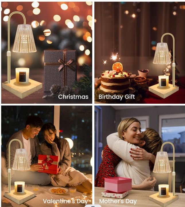 Candle Warmer Lamp with Timer & Dimmer - Adjustable Height Wax Melt Warmer for Jar Candles | Perfect for Bedroom Decor, Home Fragrance & Mother's Day Gifts | Creates Cozy Ambiance for Relaxation, Romantic Dinners & Spa Nights