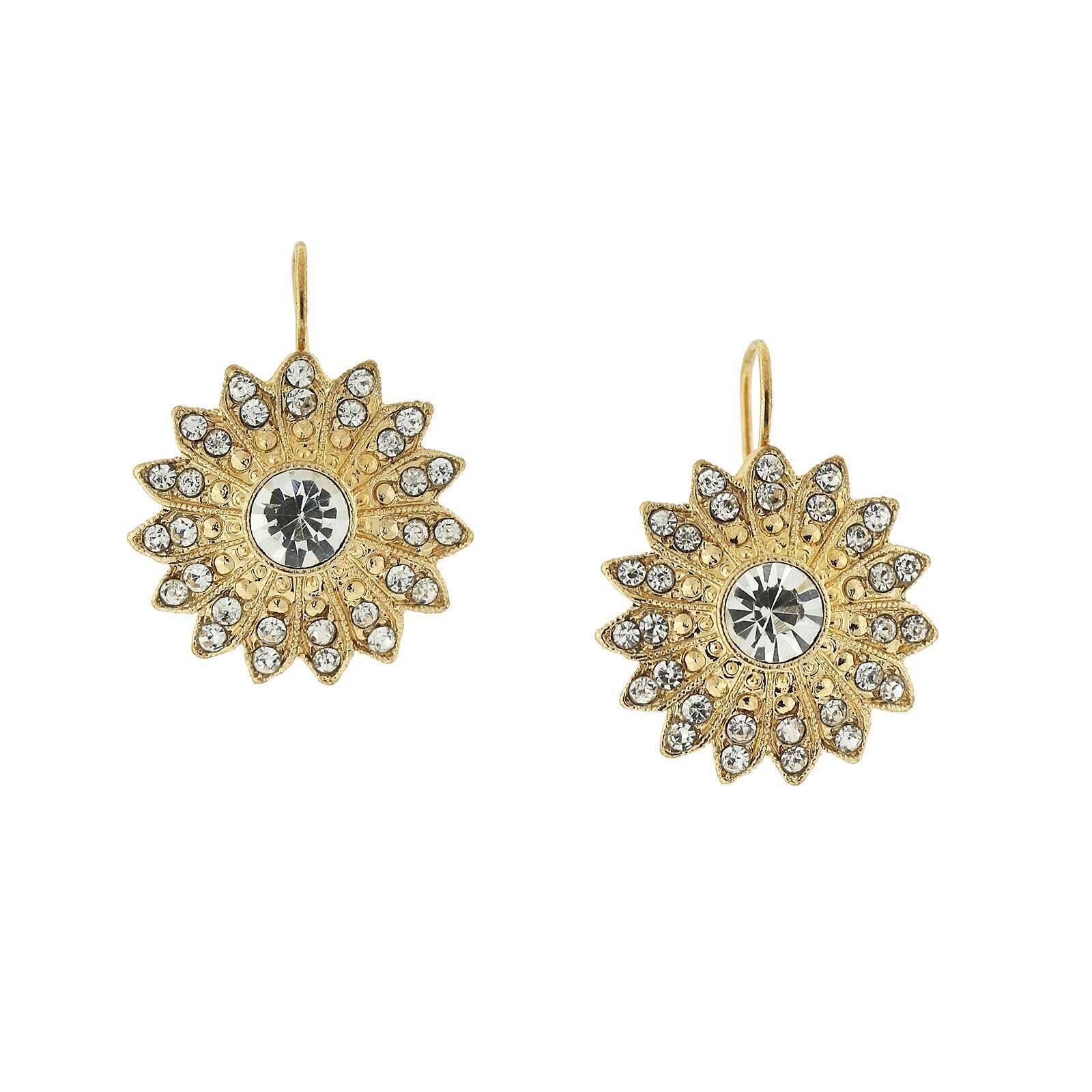 1928 Jewelry Crystal Sunburst Drop Earrings for Women - Vintage Dangle Earrings with Rhinestones - Perfect for Parties, Weddings & Evening Events
