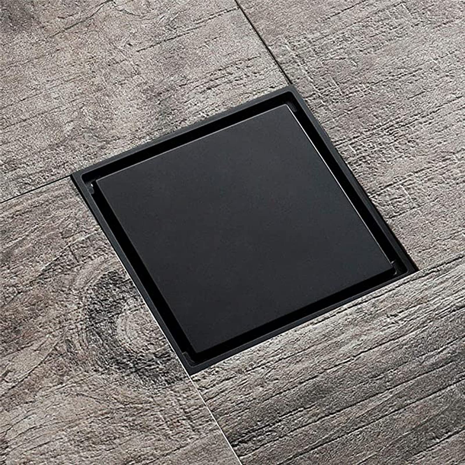 4 Inch Square Shower Drain - Heavy Duty Brass Floor Drain with Black Finish - Hidden Shower Waste Drain for Bathroom & Wet Room Installation - Perfect for Modern Tile Showers and Walk-In Shower Designs