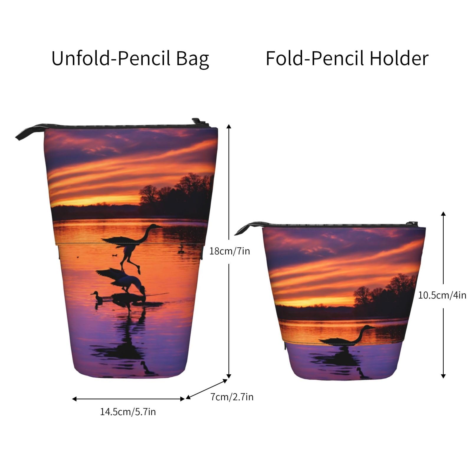 WURTON Hunting & Wild Ducks Print Expandable Pencil Case - Portable Stationery Organizer for School, Office & Travel | Perfect for Pens, Makeup & Art Supplies Storage