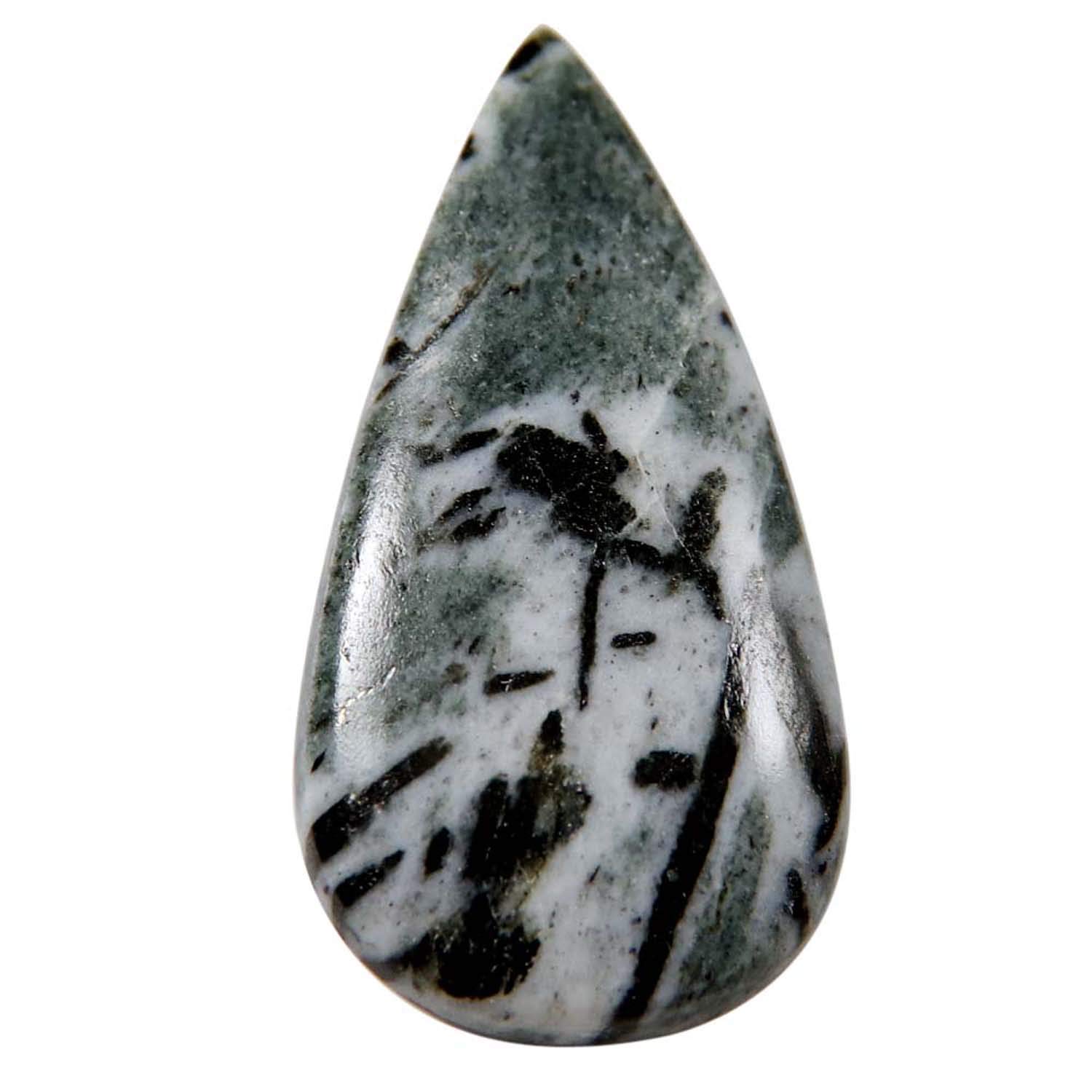 Natural Hornblende Pear Cabochon Loose Gemstone 30.15cts for Jewelry Making - Handcrafted Pendant, Ring & Earring Designs - Healing Crystal Collection