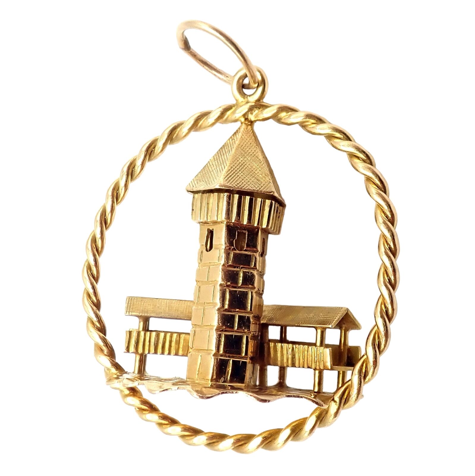 Vintage Gubelin 18k Yellow Gold Tower Charm Pendant - Rare Collectible Jewelry for Necklace Layering & Gift Giving