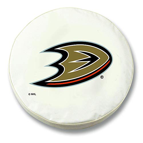 Holland Bar Stool Co. Anaheim Ducks White Vinyl Spare Tire Cover - Waterproof Car Wheel Protector for Trucks, SUVs & RVs - Perfect for Outdoor Travel & Tailgating