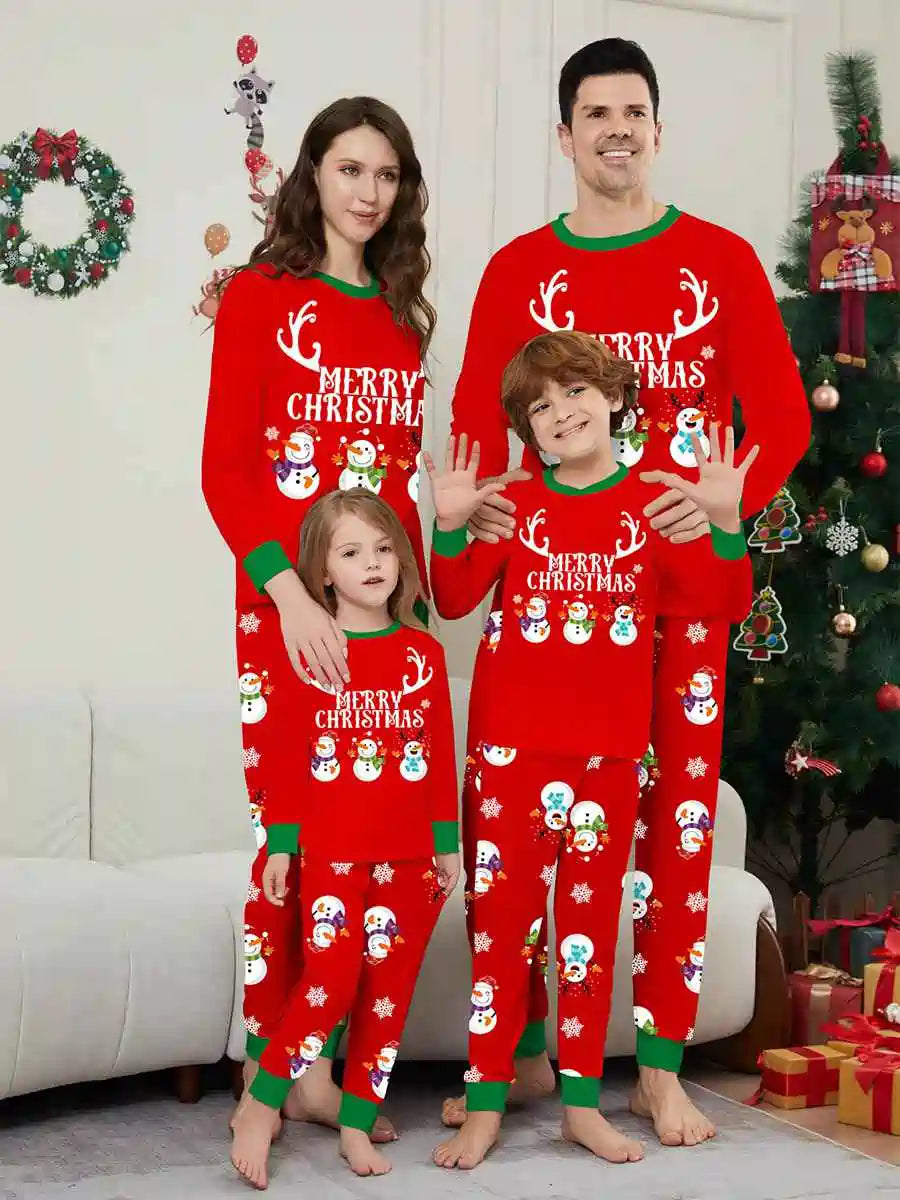 Snowman Christmas Matching Family Pajamas Set - Cozy Holiday Sleepwear for Adults & Kids - Perfect for Christmas Morning & Family Photos