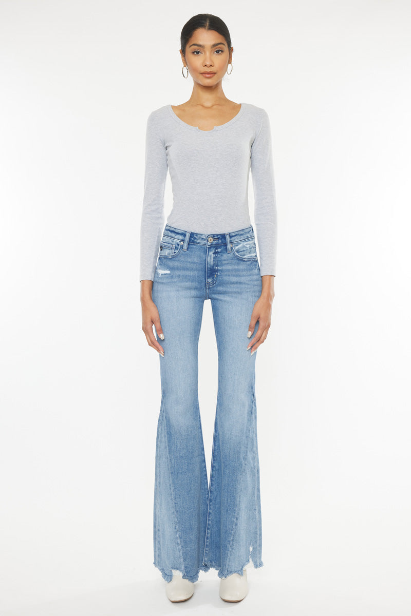 Rosecrans Mid Rise Flare Jeans for Women - Vintage Inspired Stretch Denim Pants - Perfect for Casual Outfits & 70s Style Fashion
