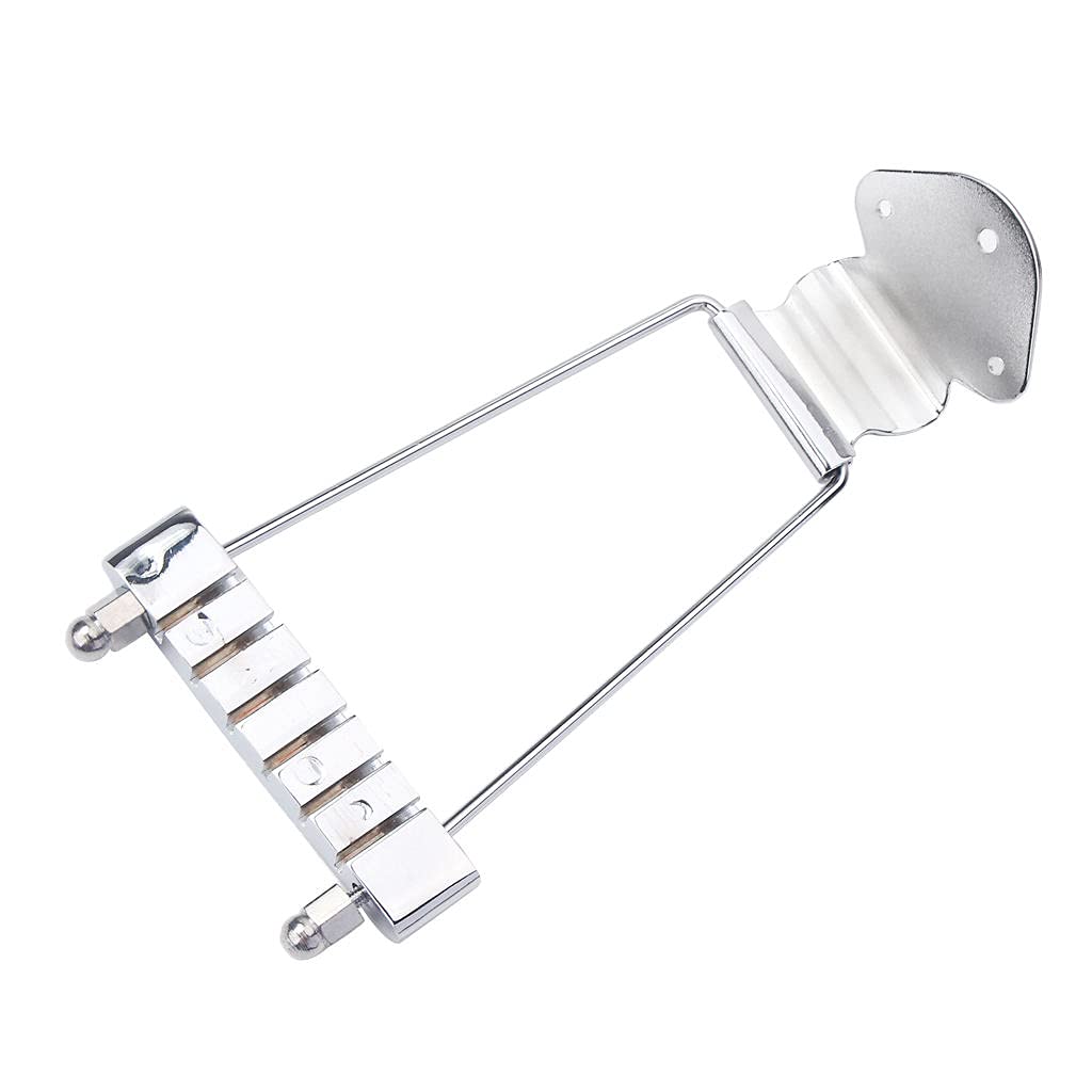 LEIPUPA Chrome Plated 6-String Tailpiece Open Frame for Archtop Guitar - Perfect for Jazz, Blues & Professional Performances