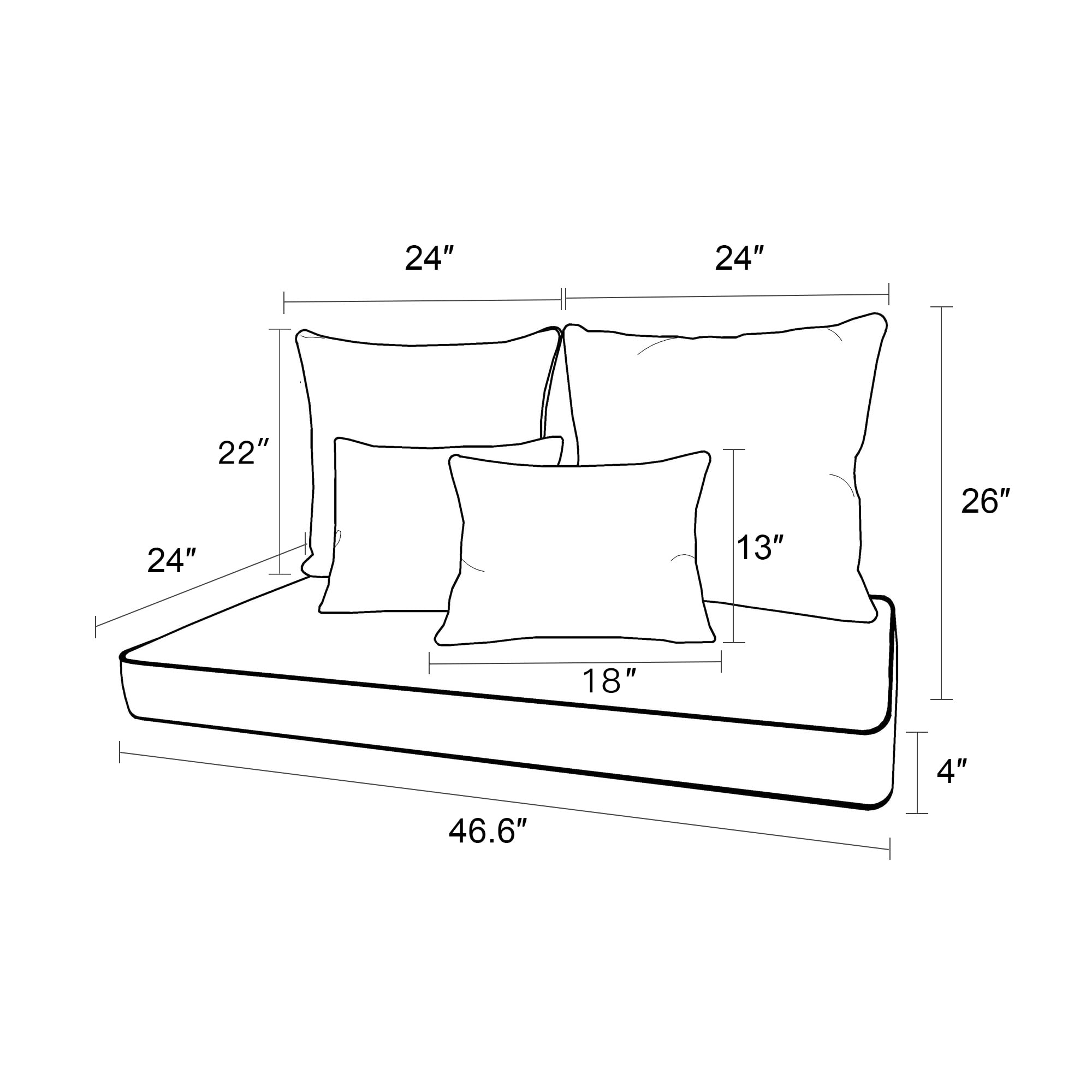 ARTPLAN All-Weather Outdoor Loveseat Cushions Set of 5 - Waterproof Patio Deep Seating Cushions for Garden, Poolside & Backyard Furniture - Perfect for Relaxing on Your Deck, Porch or Sunroom