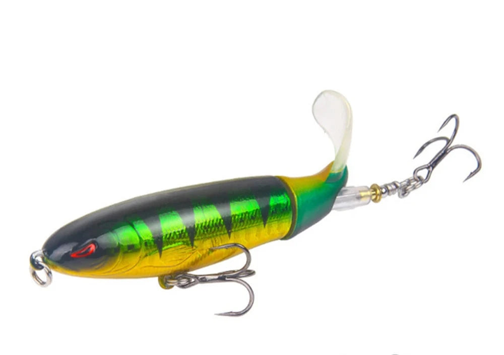 Whopper Popper Fishing Lure - Soft Rotating Tail Artificial Bait for Bass, Trout & Pike - Topwater Fishing Lures for Freshwater & Saltwater