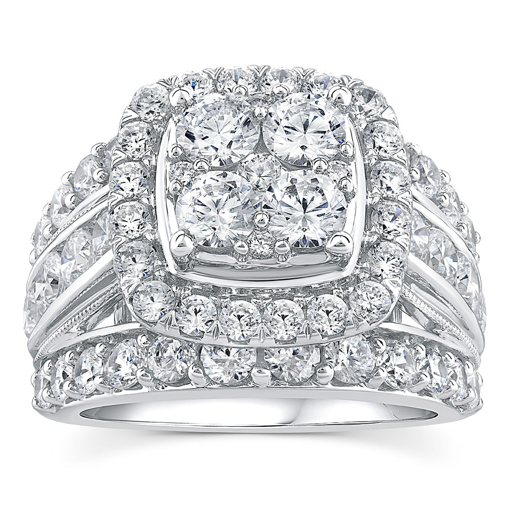 14K White Gold Luminesce Lab-Grown 3.95 Carat Diamond Engagement Ring - Size N½ | Perfect for Weddings, Proposals & Anniversary Gifts