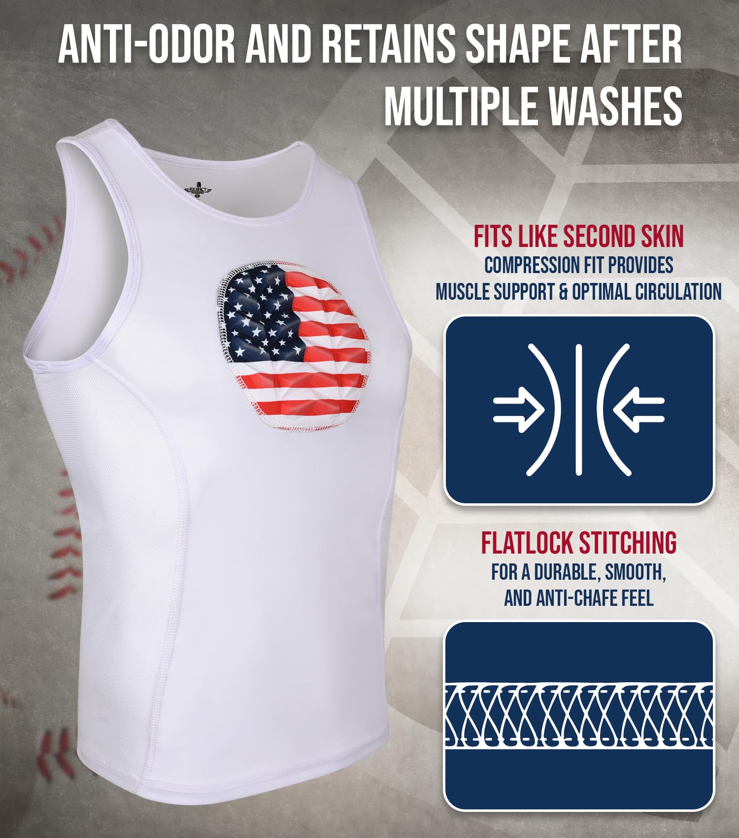 Exxact Sports Youth Baseball & Softball Chest Protector - Padded Compression Shirt with Protective Padding for Safe Training & Games | Perfect for Little League, Practice, and Youth Sports Safety Gear